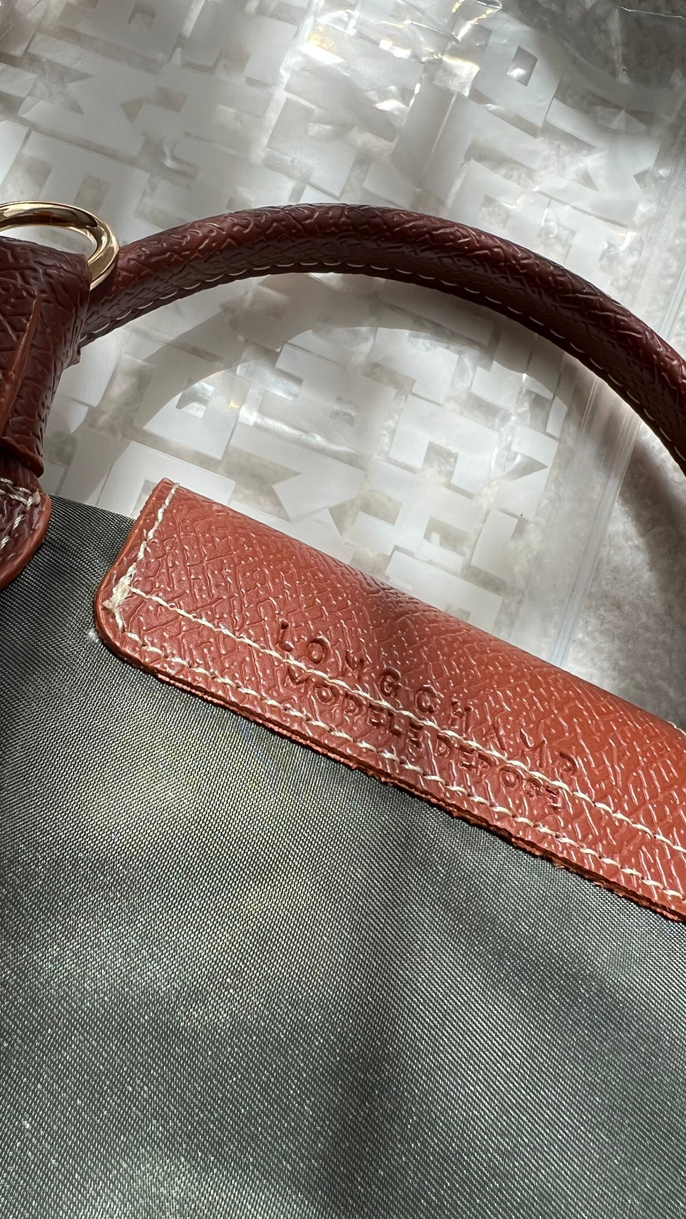  Longchamp Mini Pliage - Yeşil&Taba