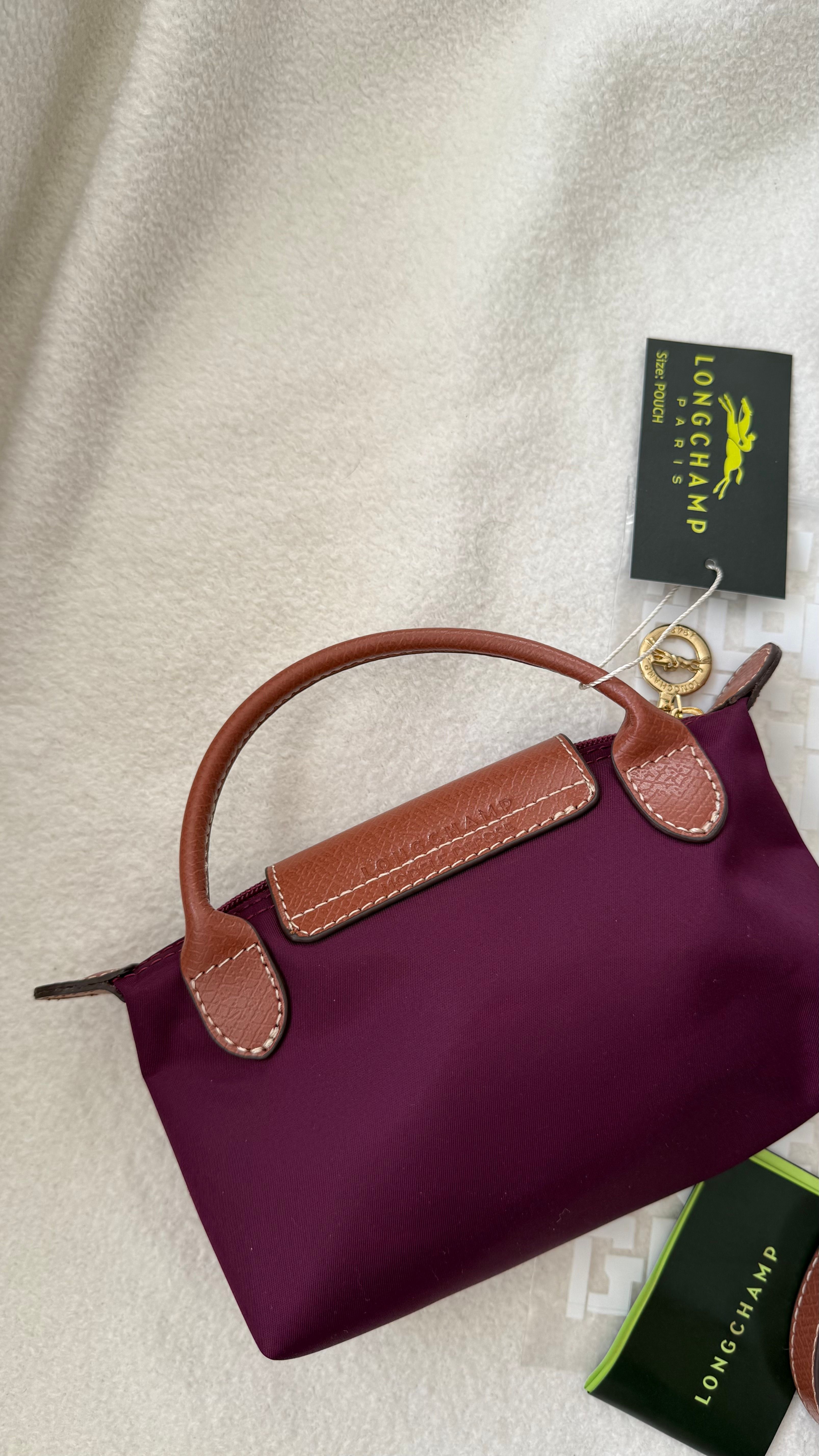 (İTHAL)Longchamp Le Pliage ORJ. Pouch- KOYU MÜRDÜM