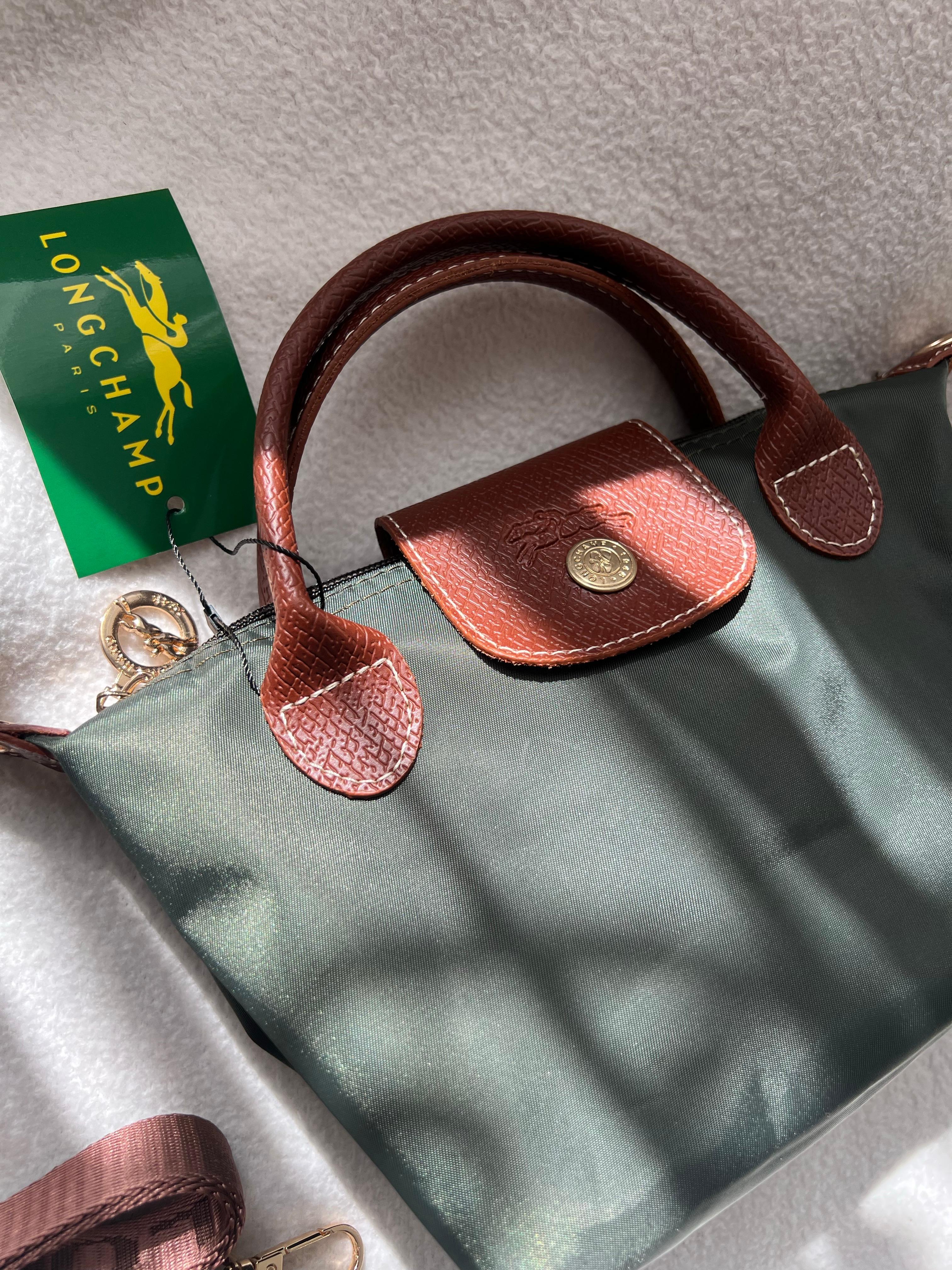  Longchamp La Pliage Yeşil&Taba -Xsmall