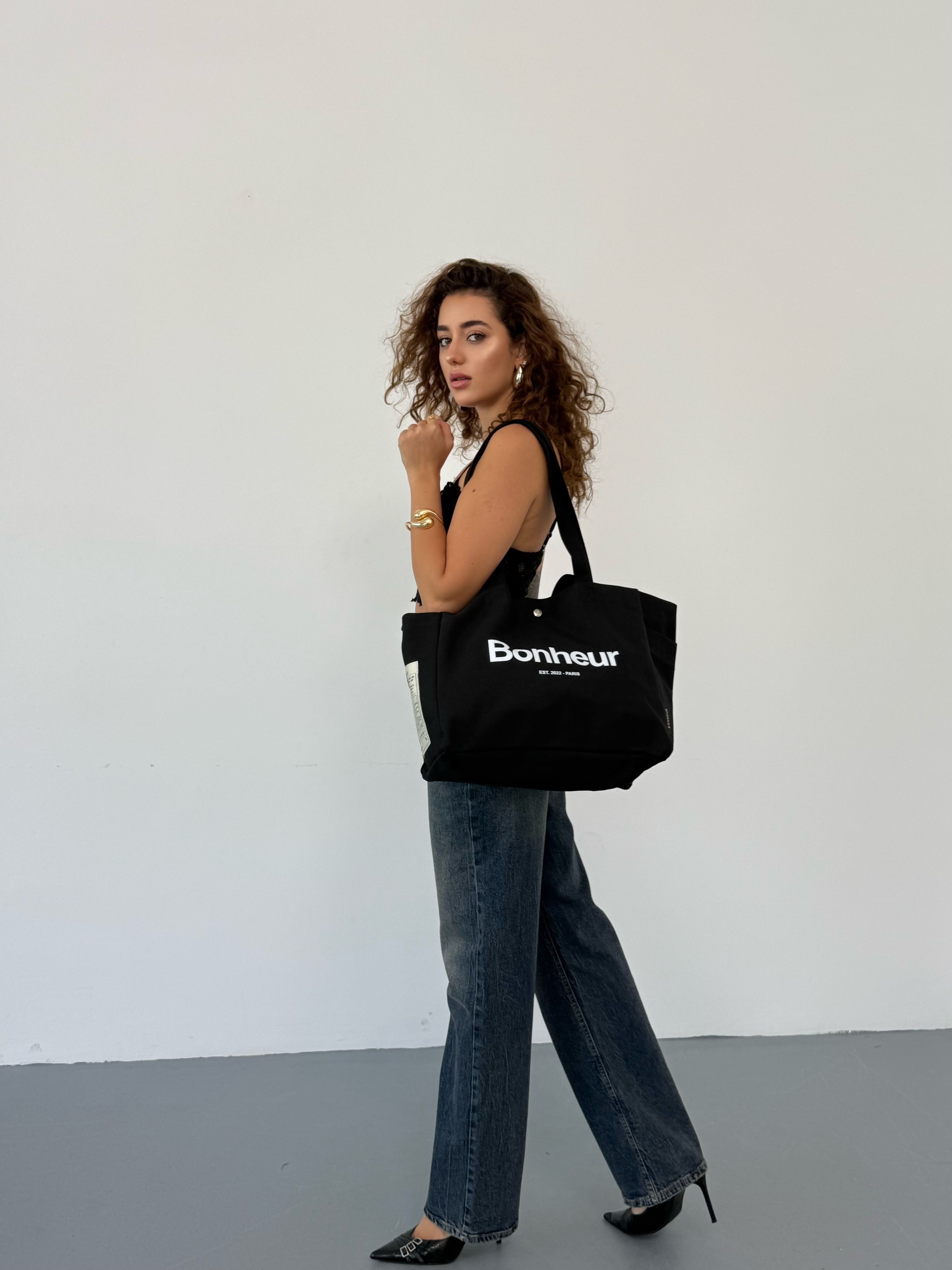 BONHEUR - N°4 Kanvas Çanta -Cold Black