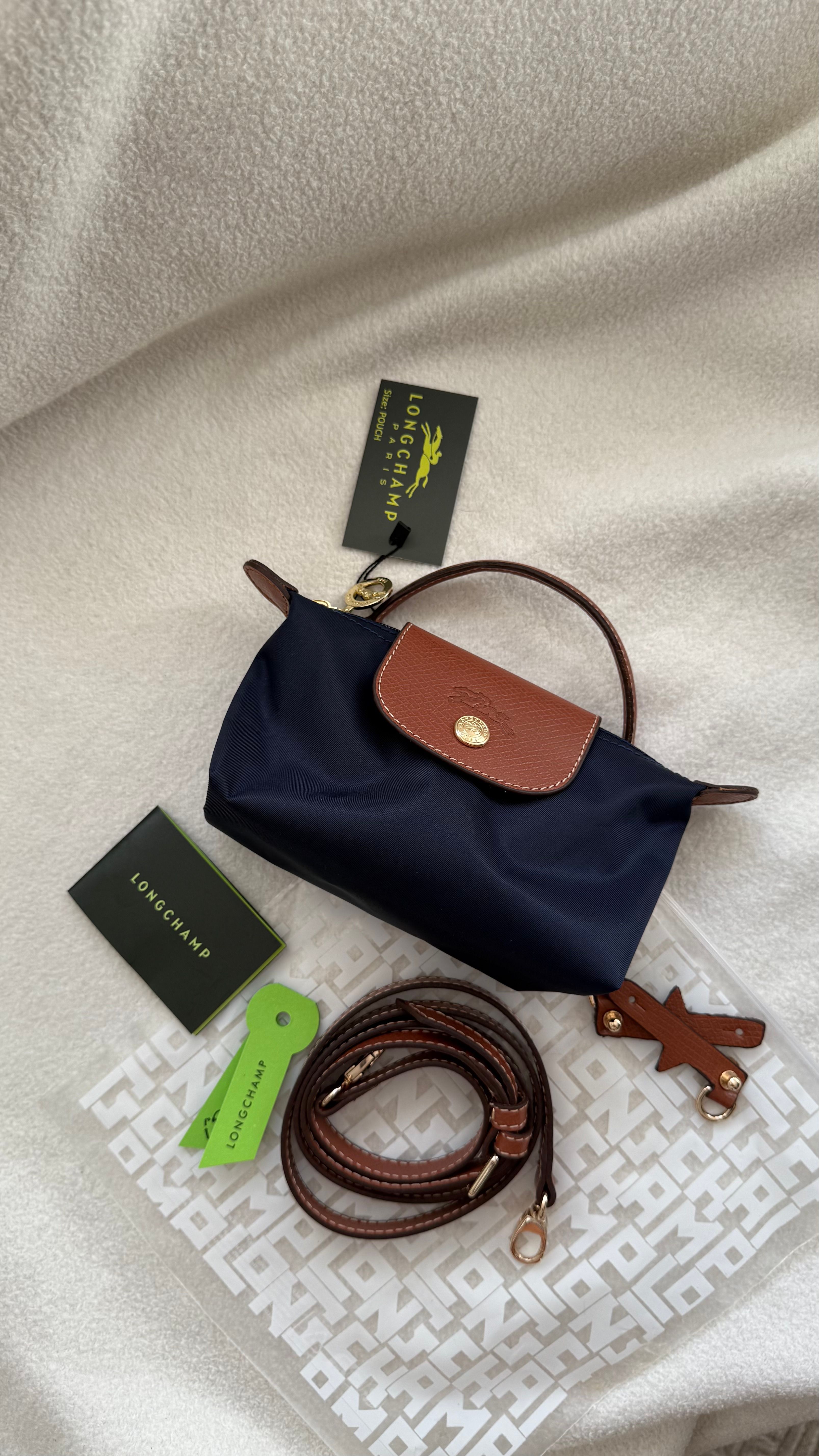 (İTHAL)Longchamp Le Pliage ORJ. Pouch - LACİVERT