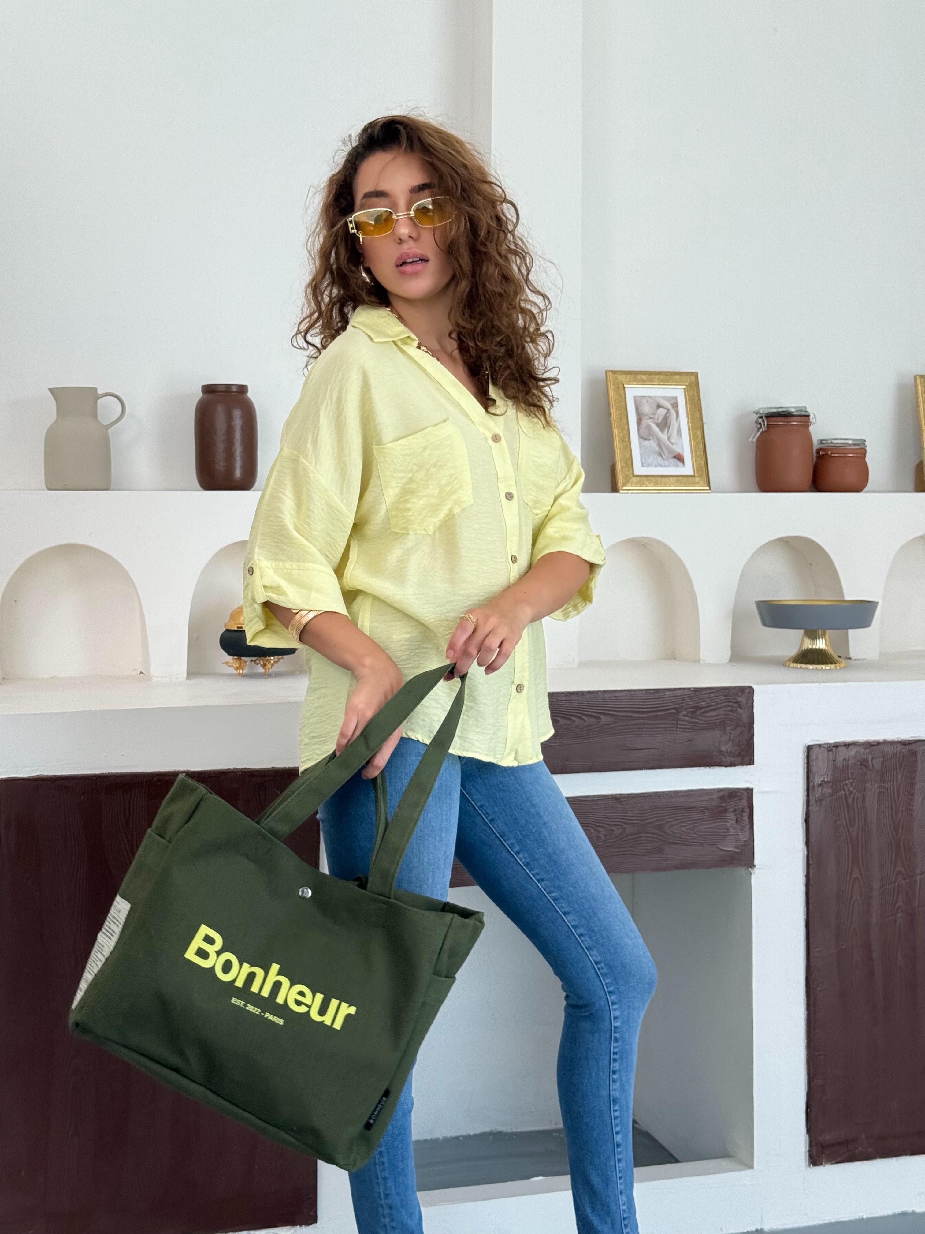 BONHEUR - N°4 Kanvas Çanta- Green Splash