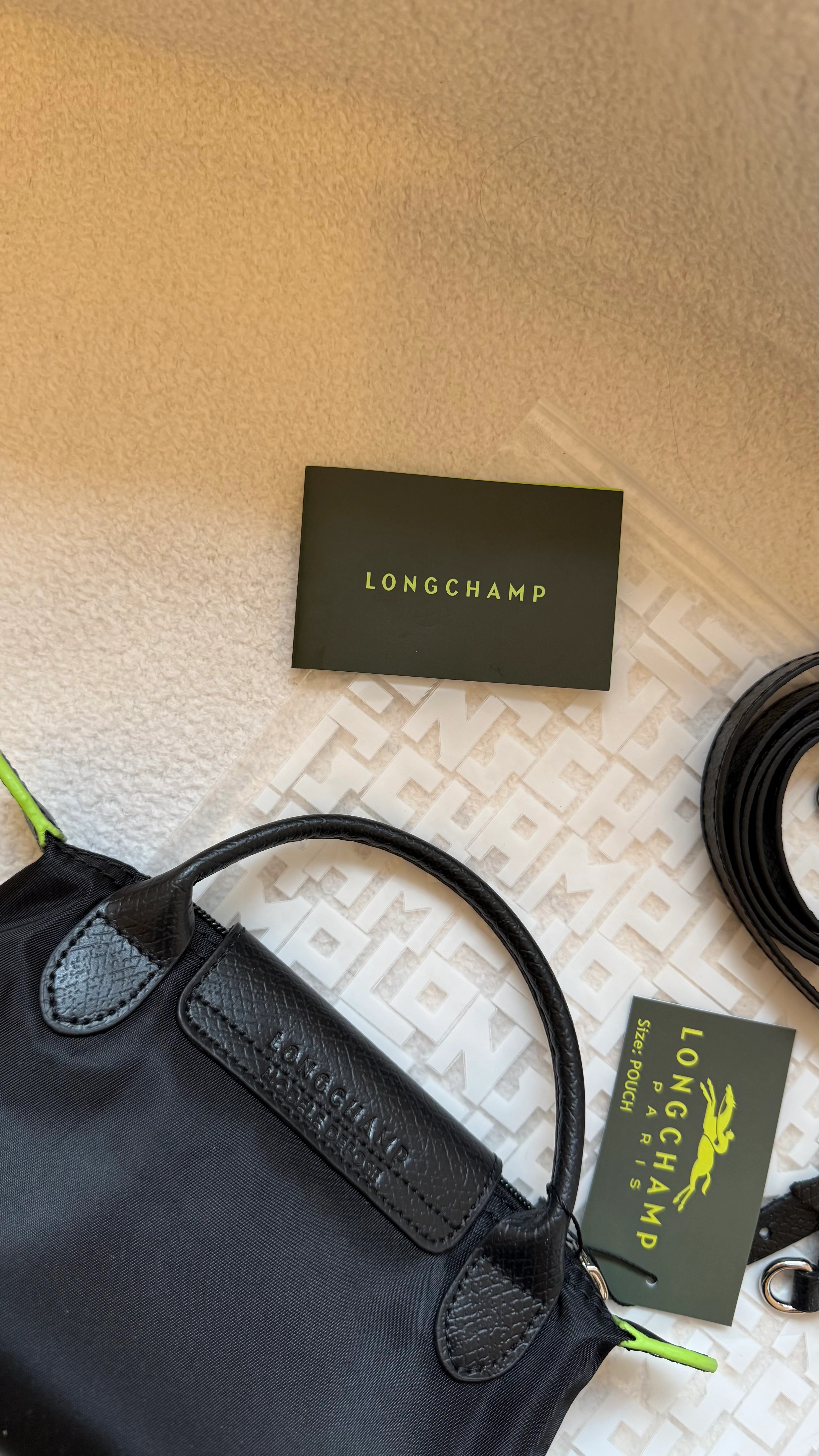 (İTHAL)Longchamp Le Pliage POUCH - SİYAH/Siyah