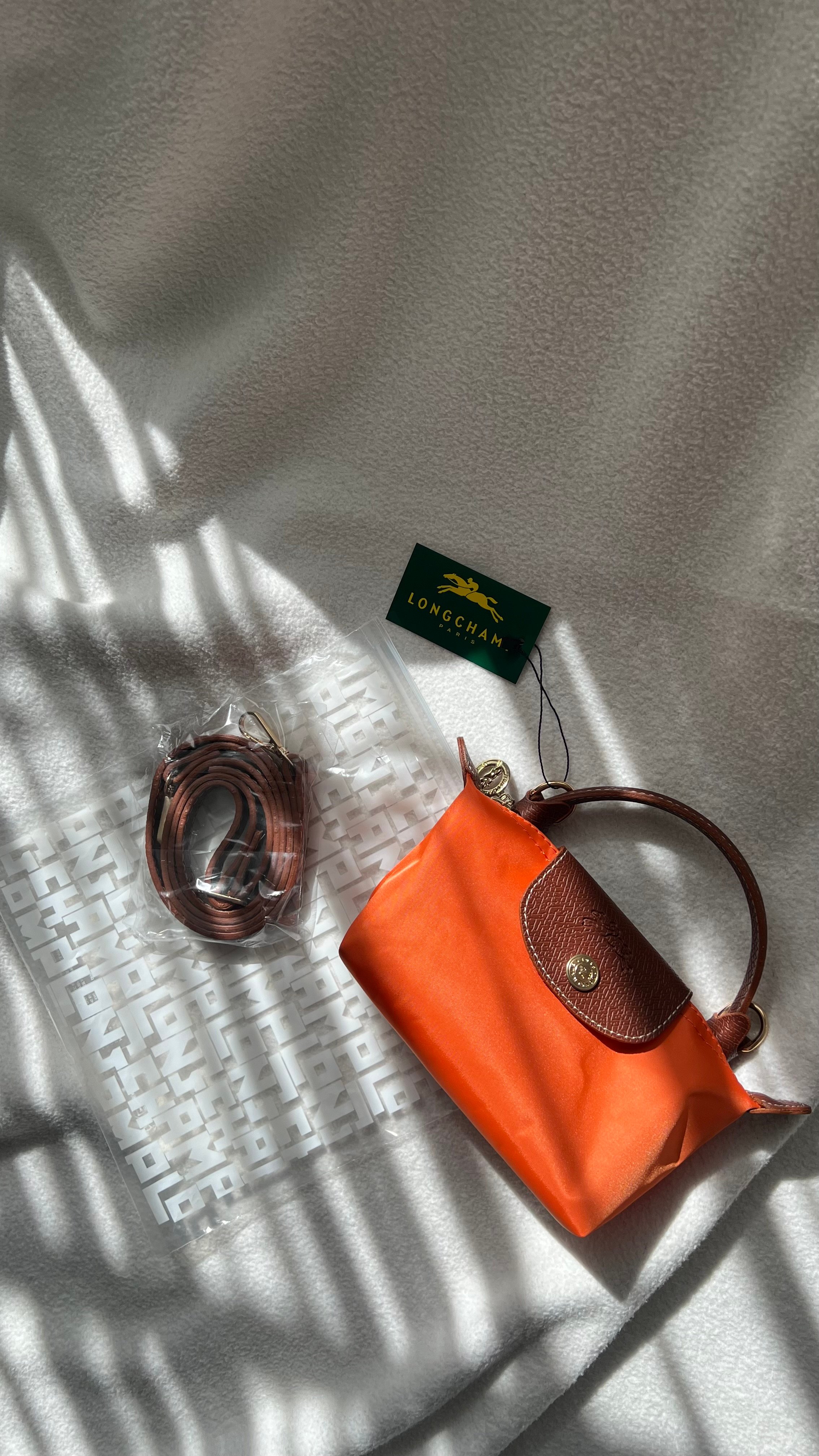  Longchamp Mini Pliage - Turuncu&Taba
