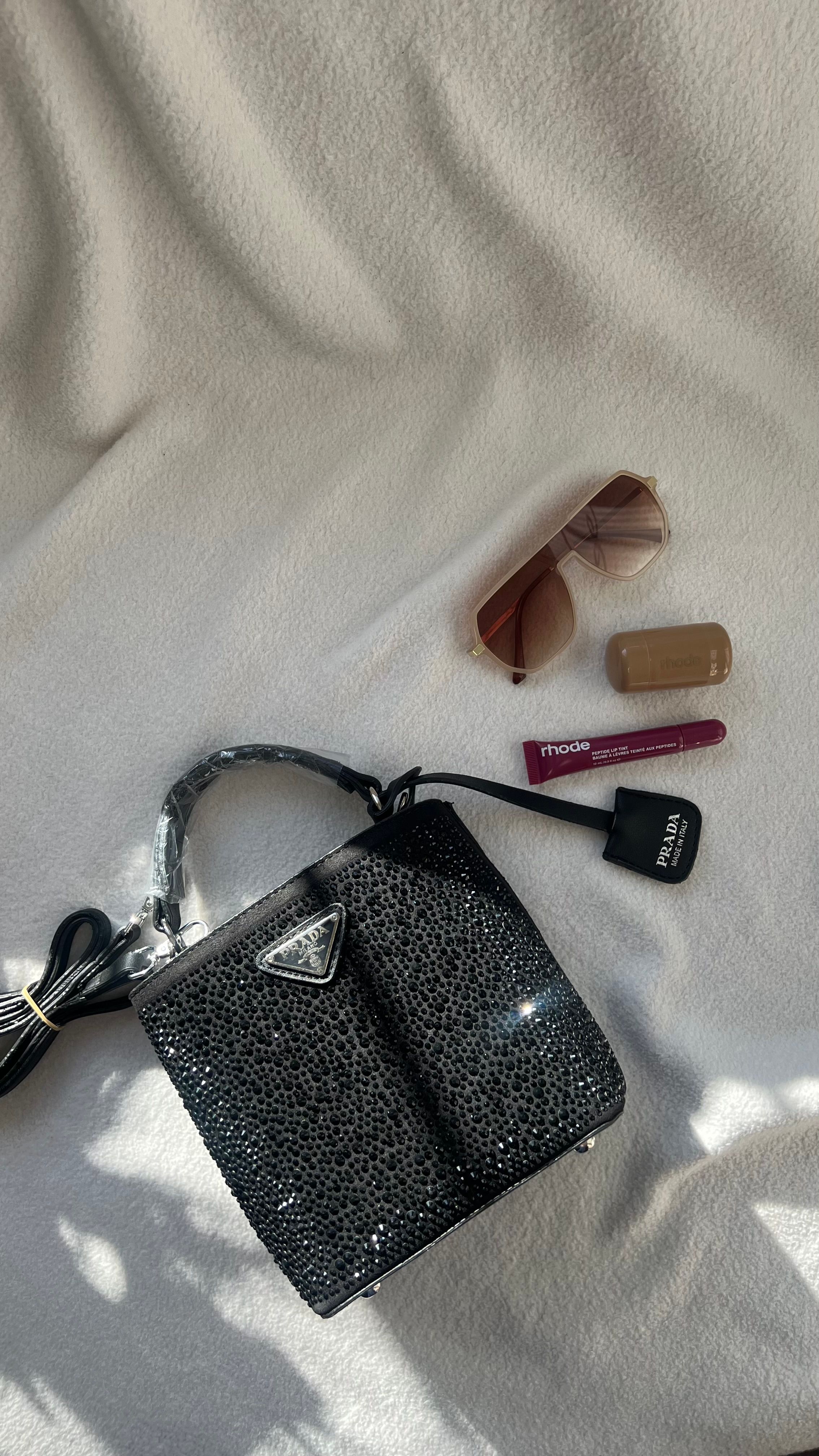 PRADA Panier Crystal Siyah Taş