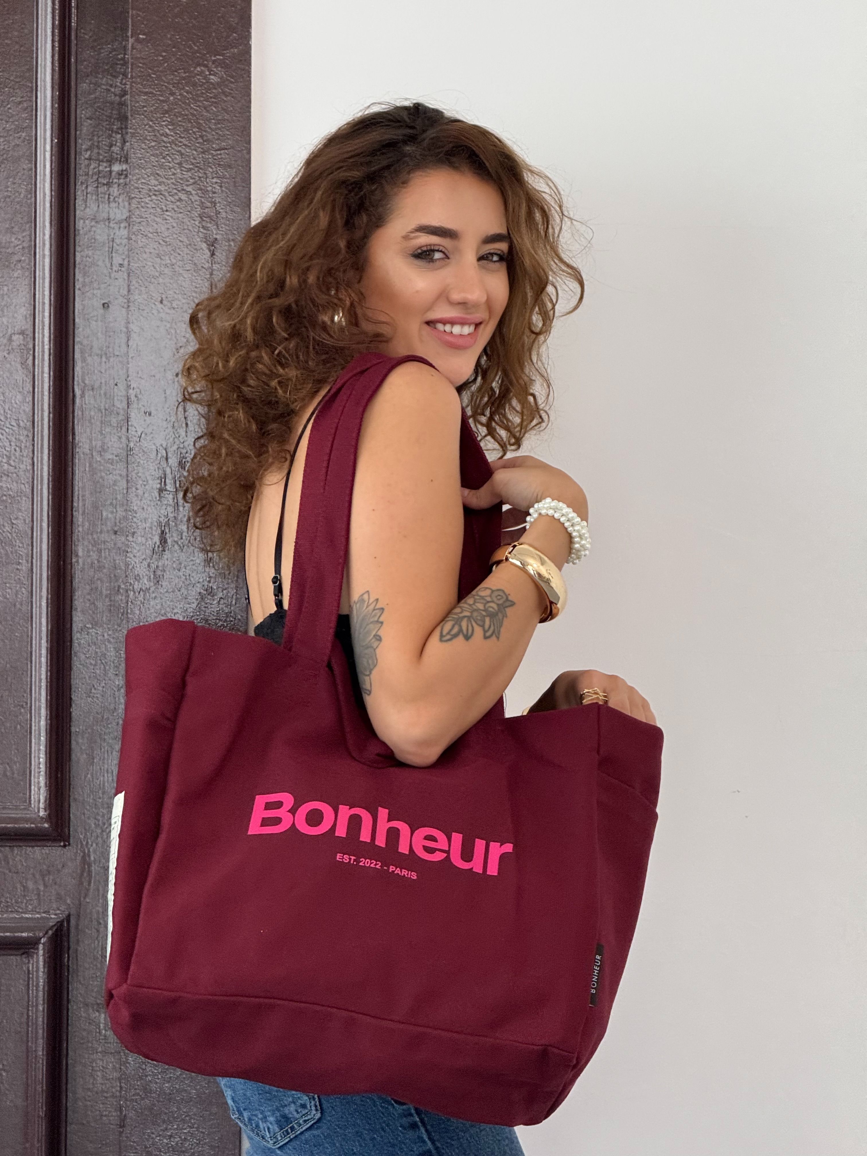 BONHEUR - N°4 Kanvas Çanta - Cherry Brownıe