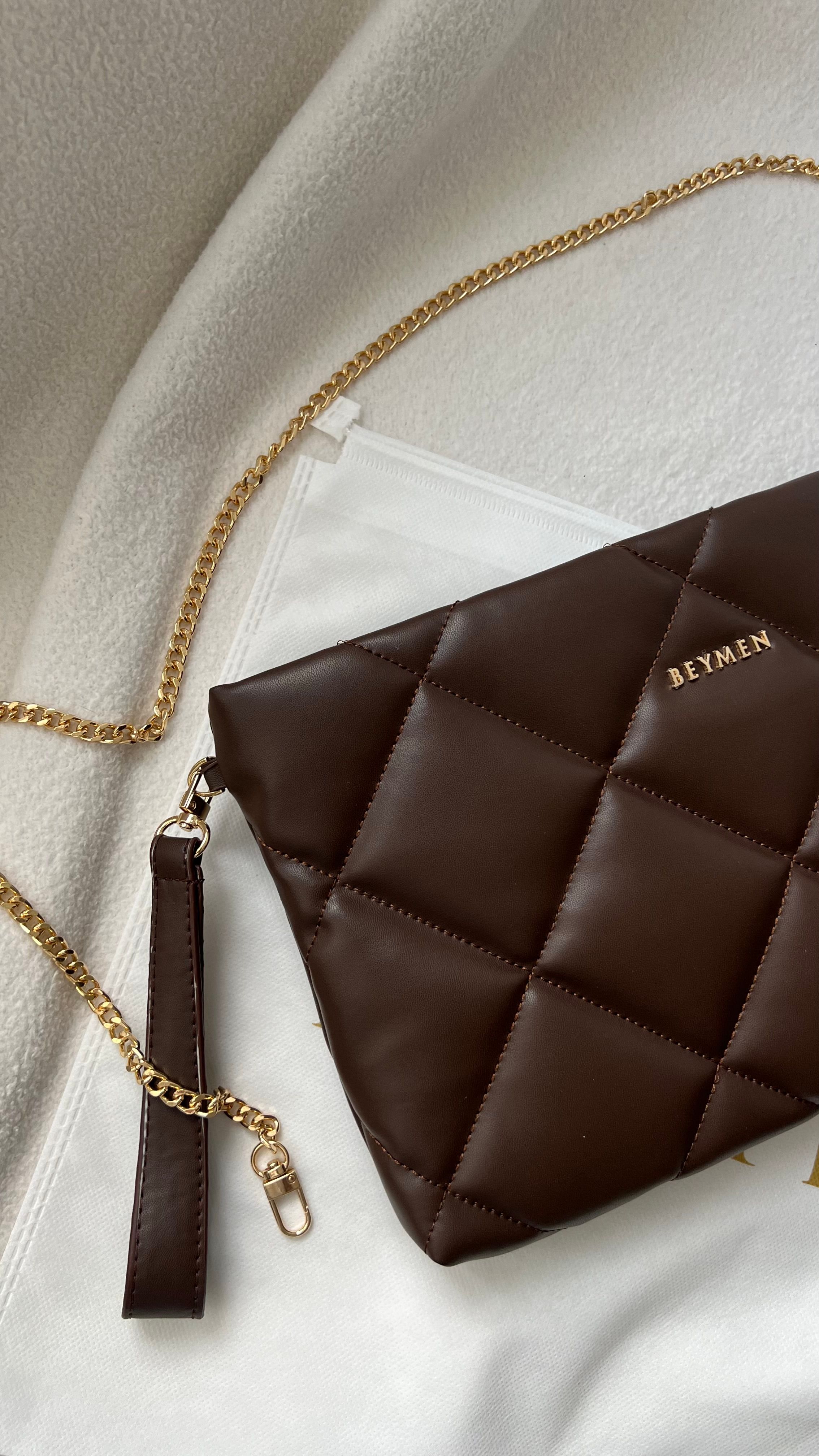 BEYMEN Clutch&Omuz Çantası-Kahverengi