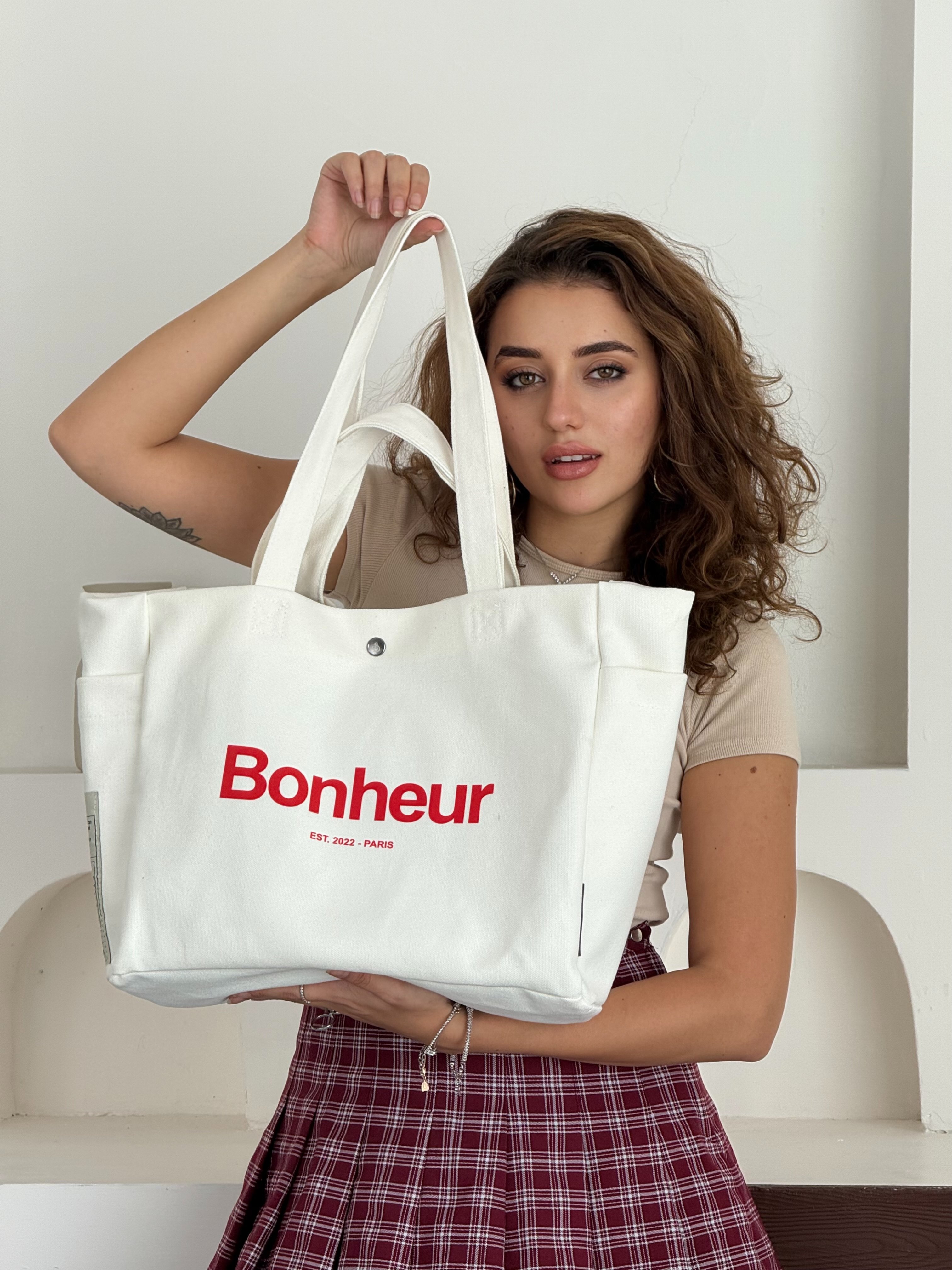 BONHEUR - N°4 Kanvas Çanta- CLOUD WHİTE