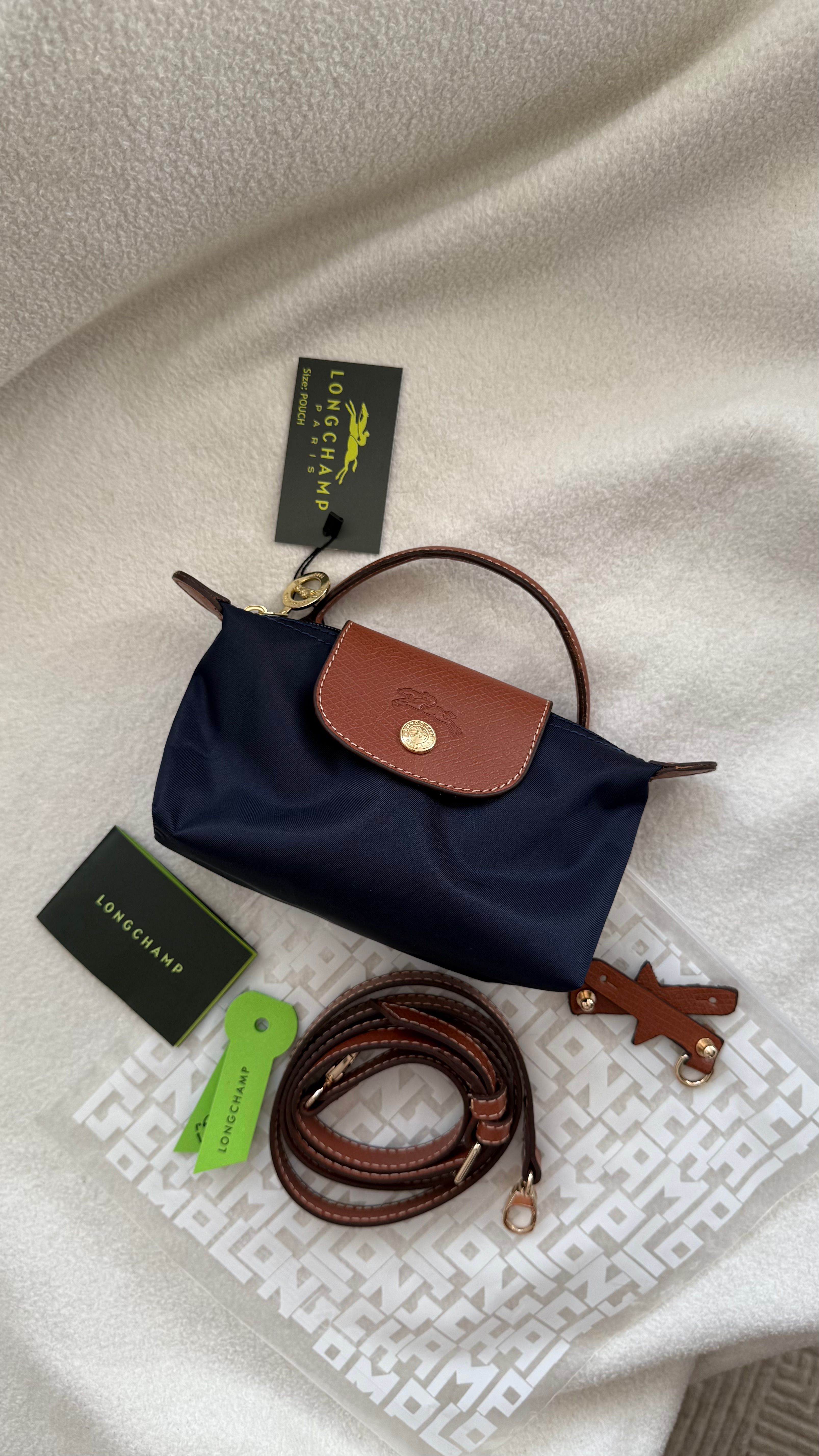 (İTHAL)Longchamp Le Pliage ORJ. Pouch - LACİVERT