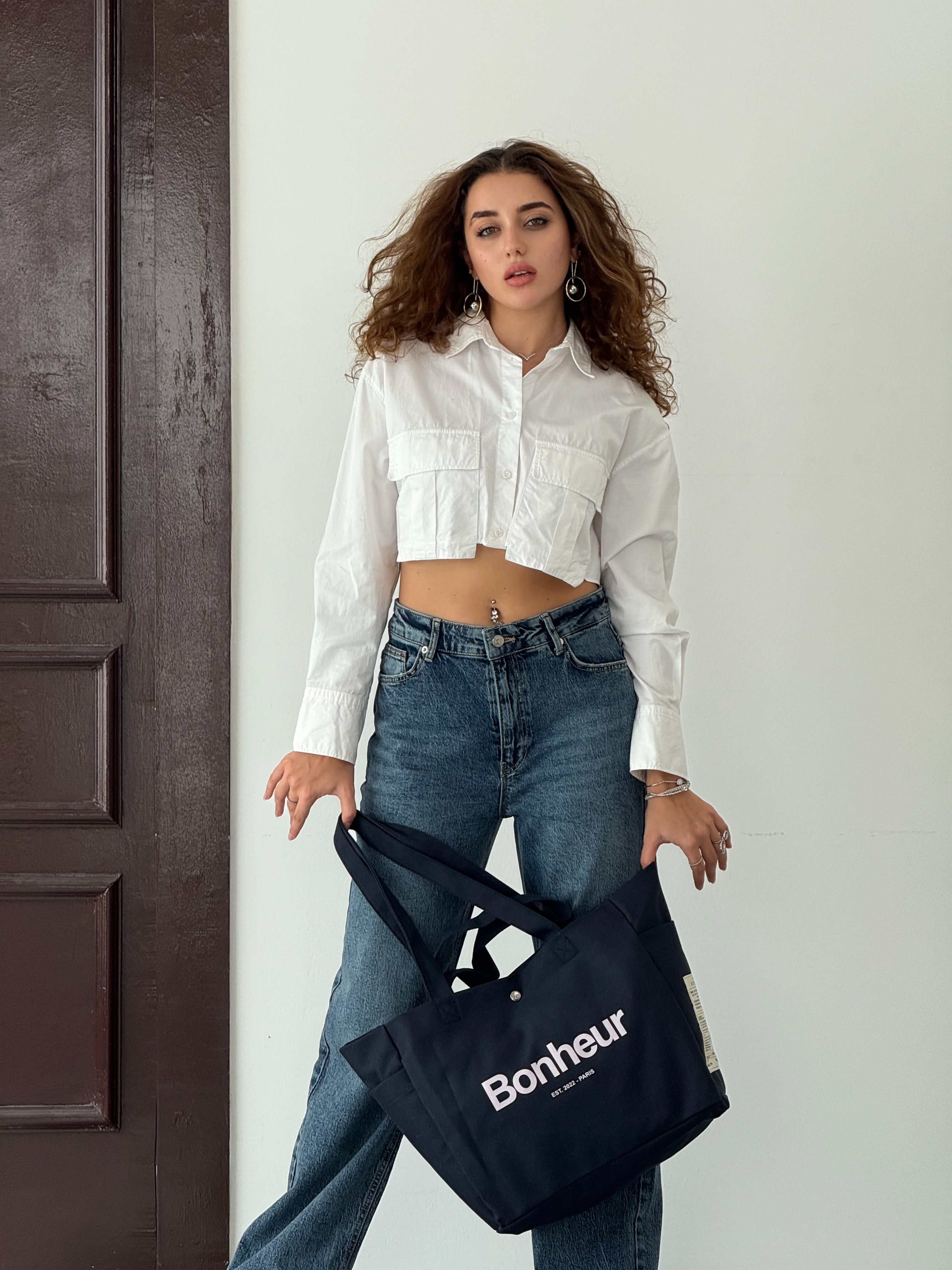 BONHEUR - N°4 Kanvas Çanta- Dark Jean