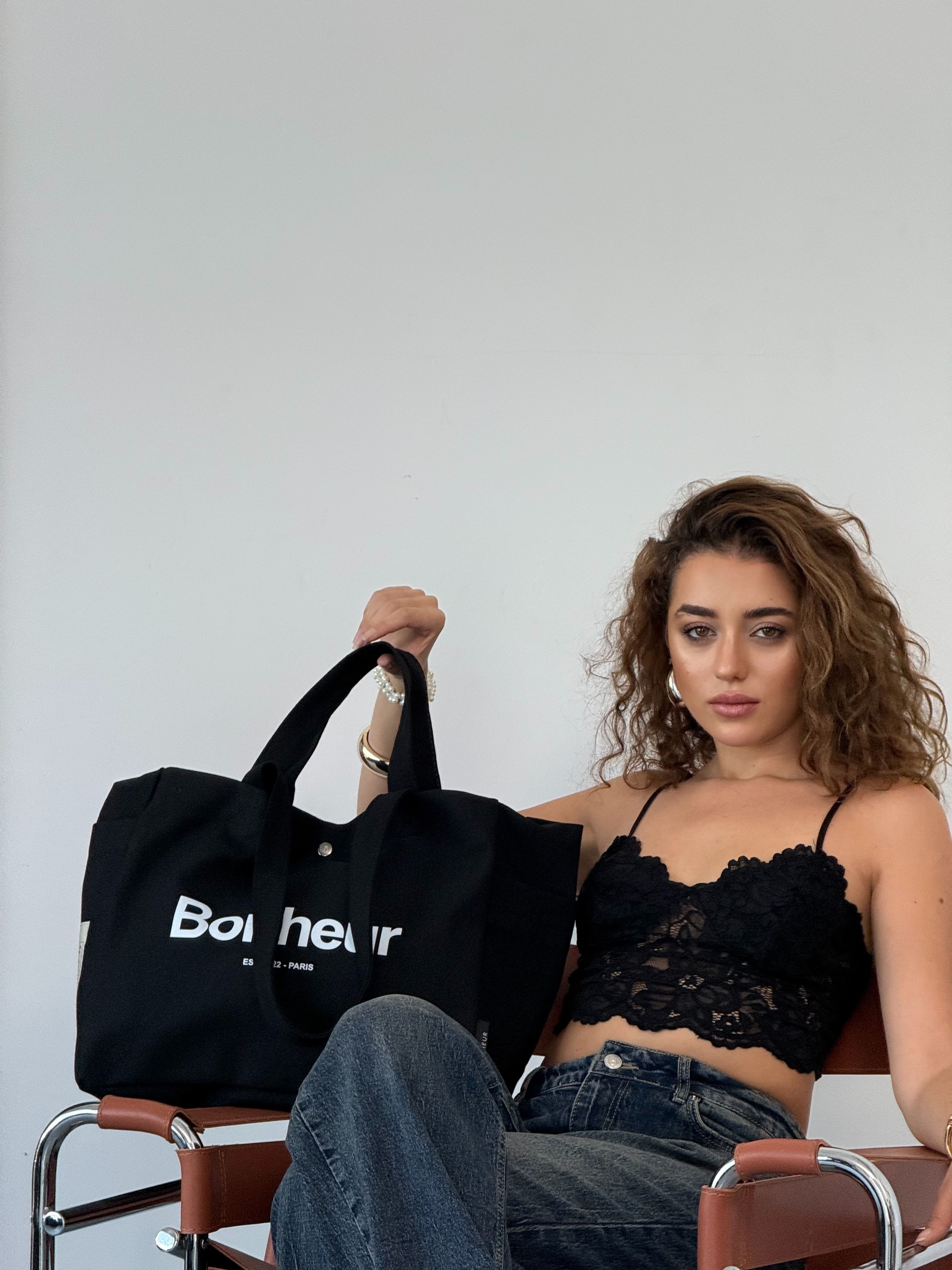 BONHEUR - N°4 Kanvas Çanta -Cold Black