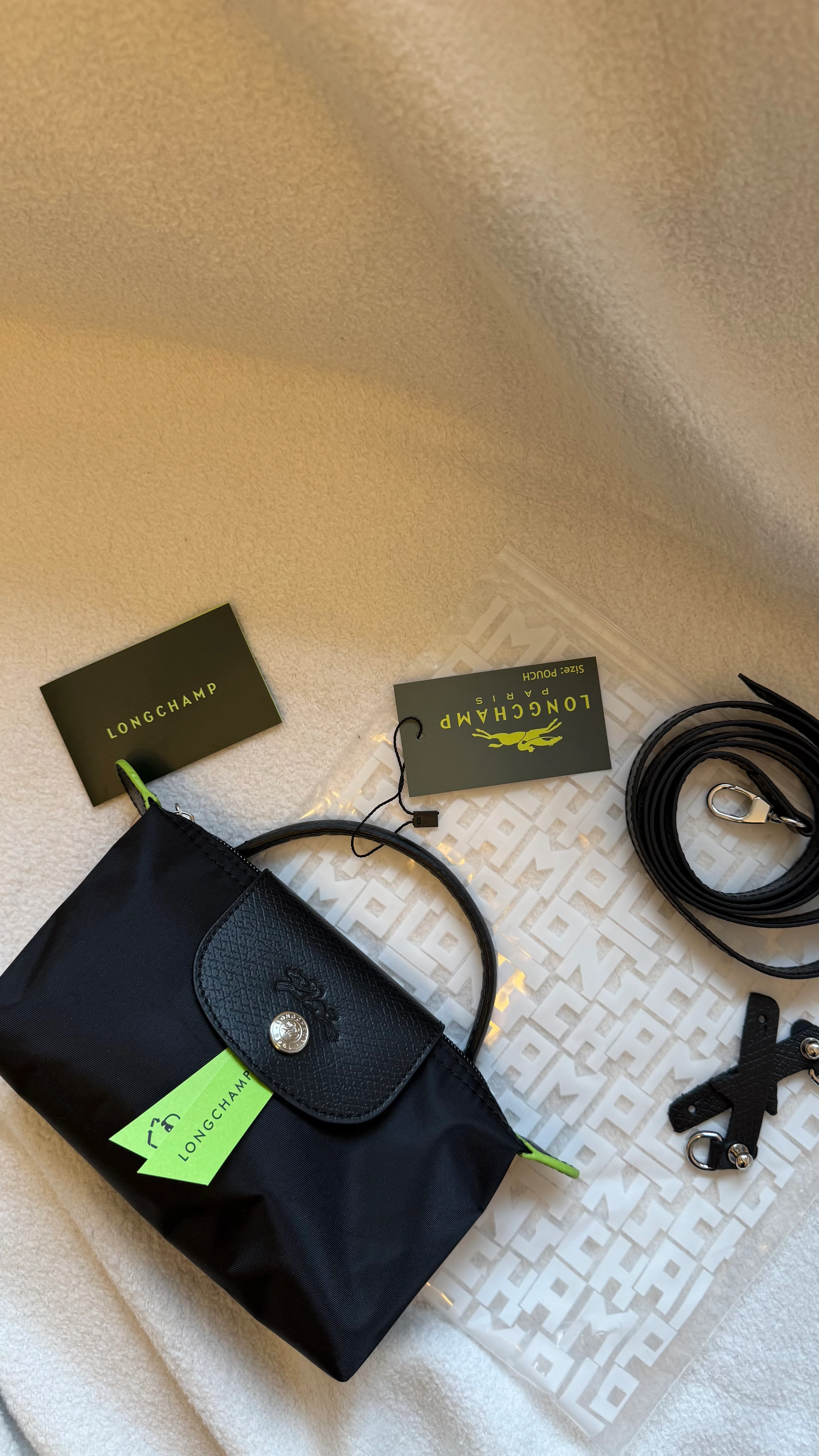 (İTHAL)Longchamp Le Pliage POUCH - SİYAH/Siyah