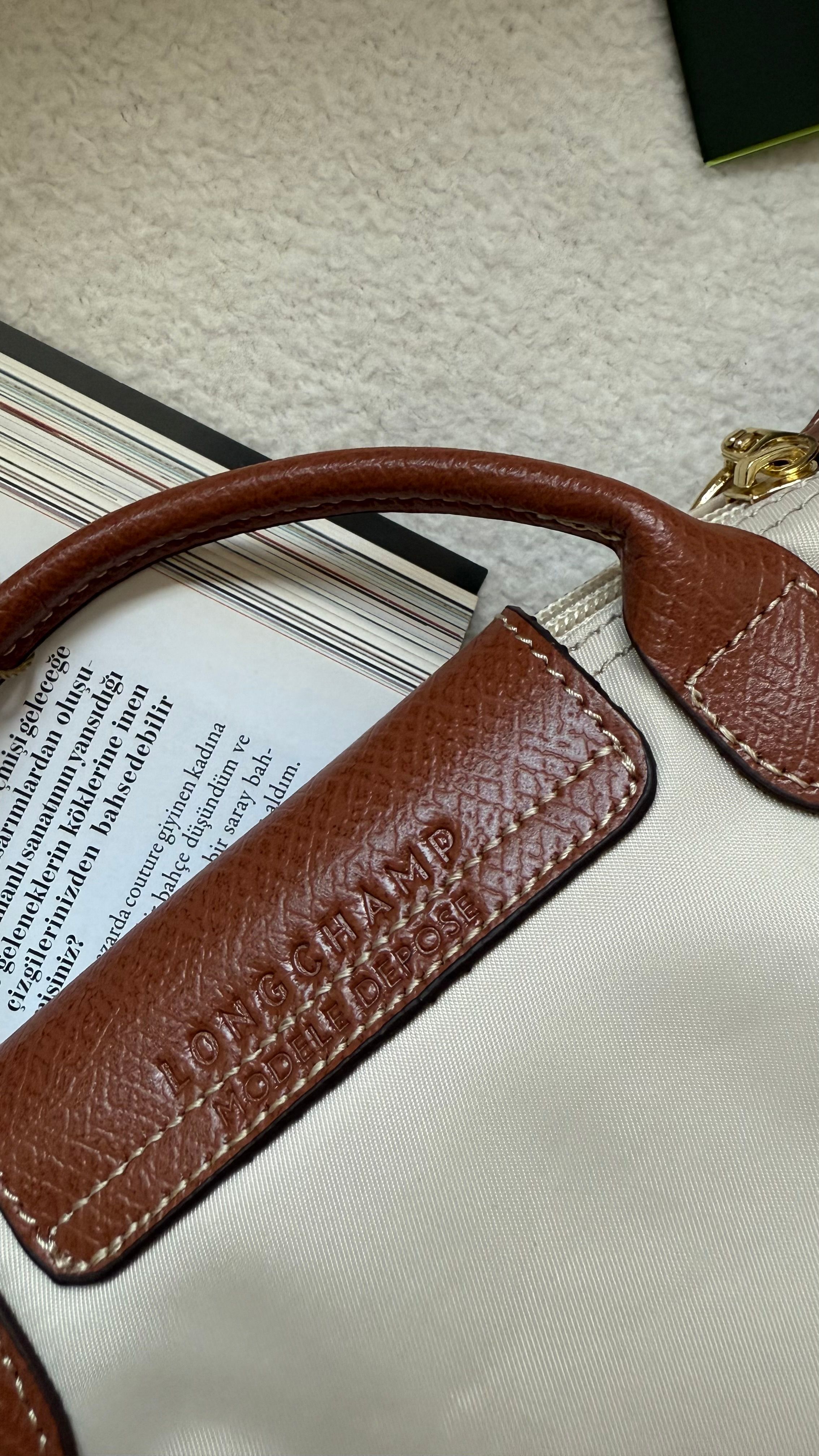 (İTHAL)Longchamp Le Pliage ORJ. Pouch - KREM