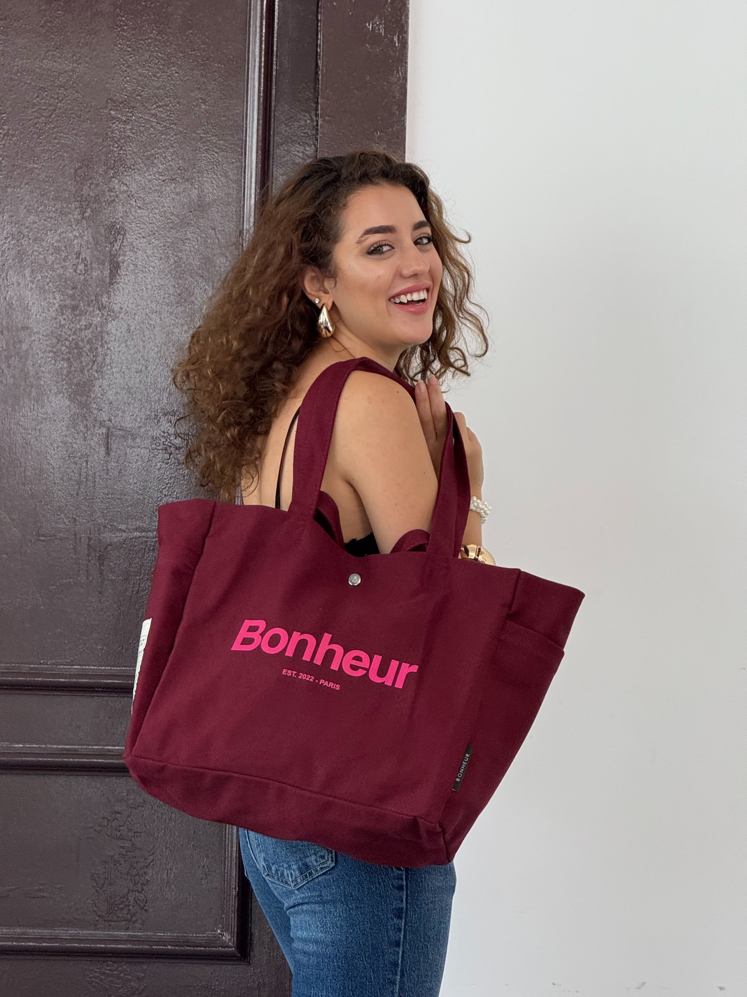 BONHEUR - N°4 Kanvas Çanta - Cherry Brownıe
