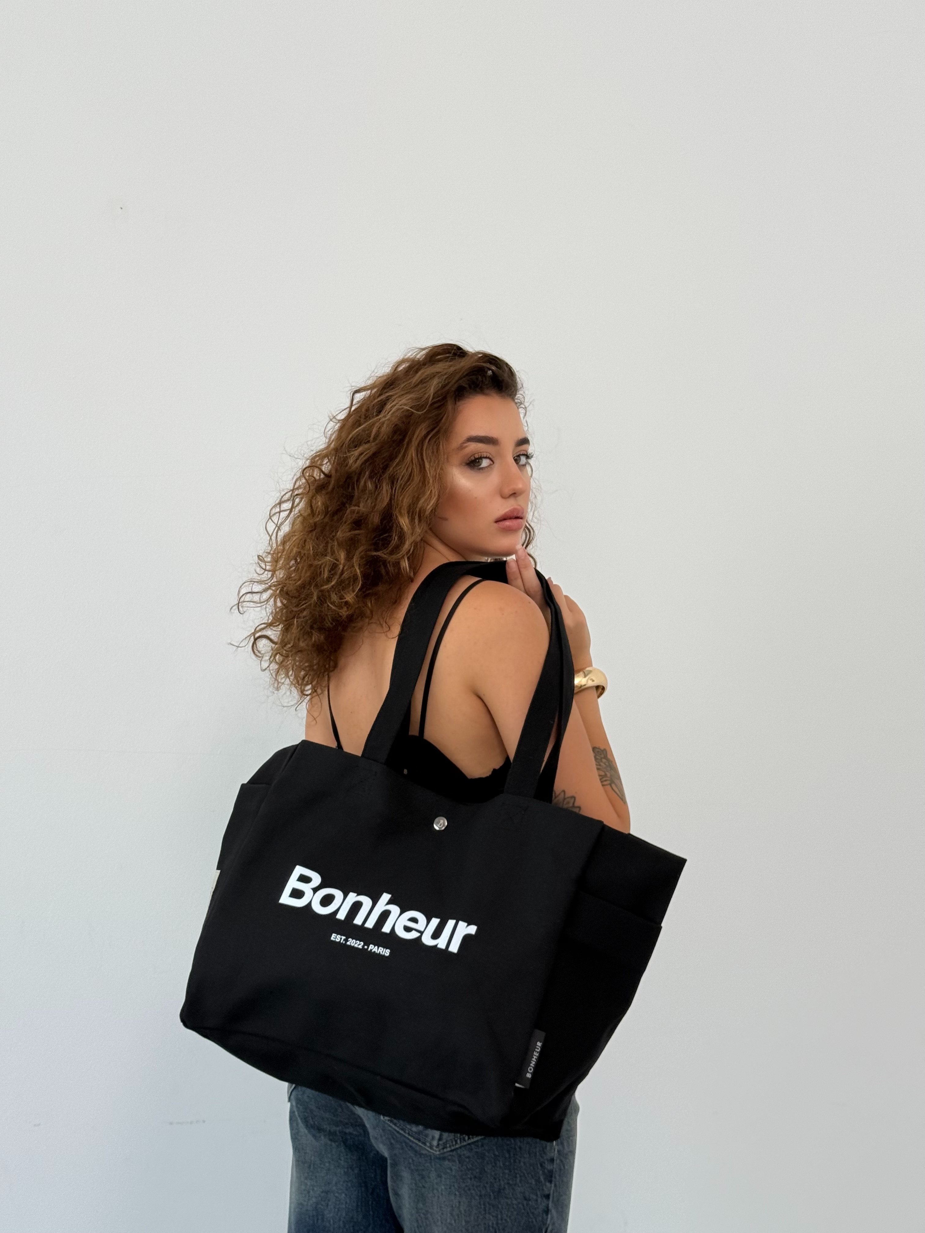 BONHEUR - N°4 Kanvas Çanta -Cold Black