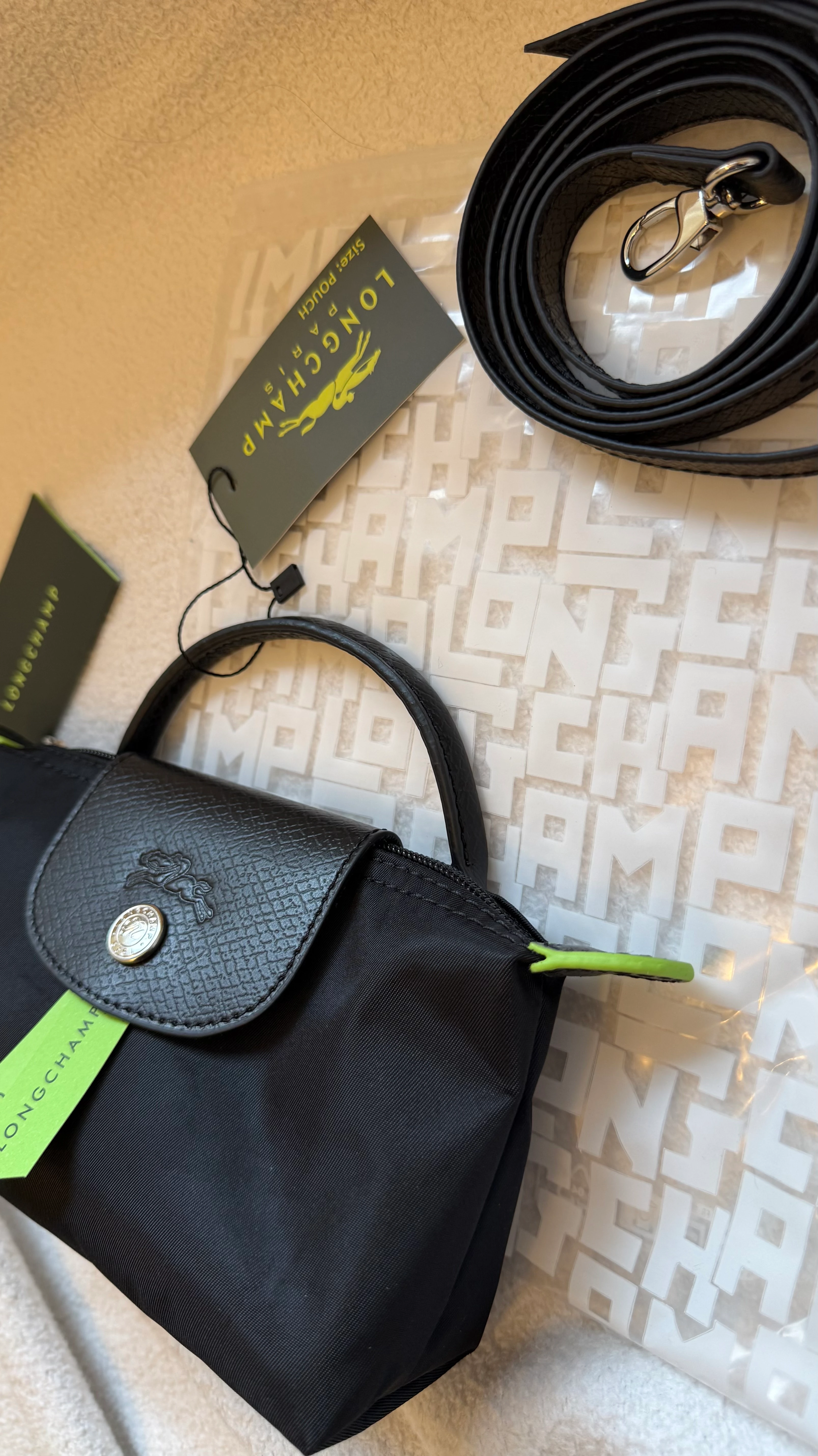 (İTHAL)Longchamp Le Pliage POUCH - SİYAH/Siyah