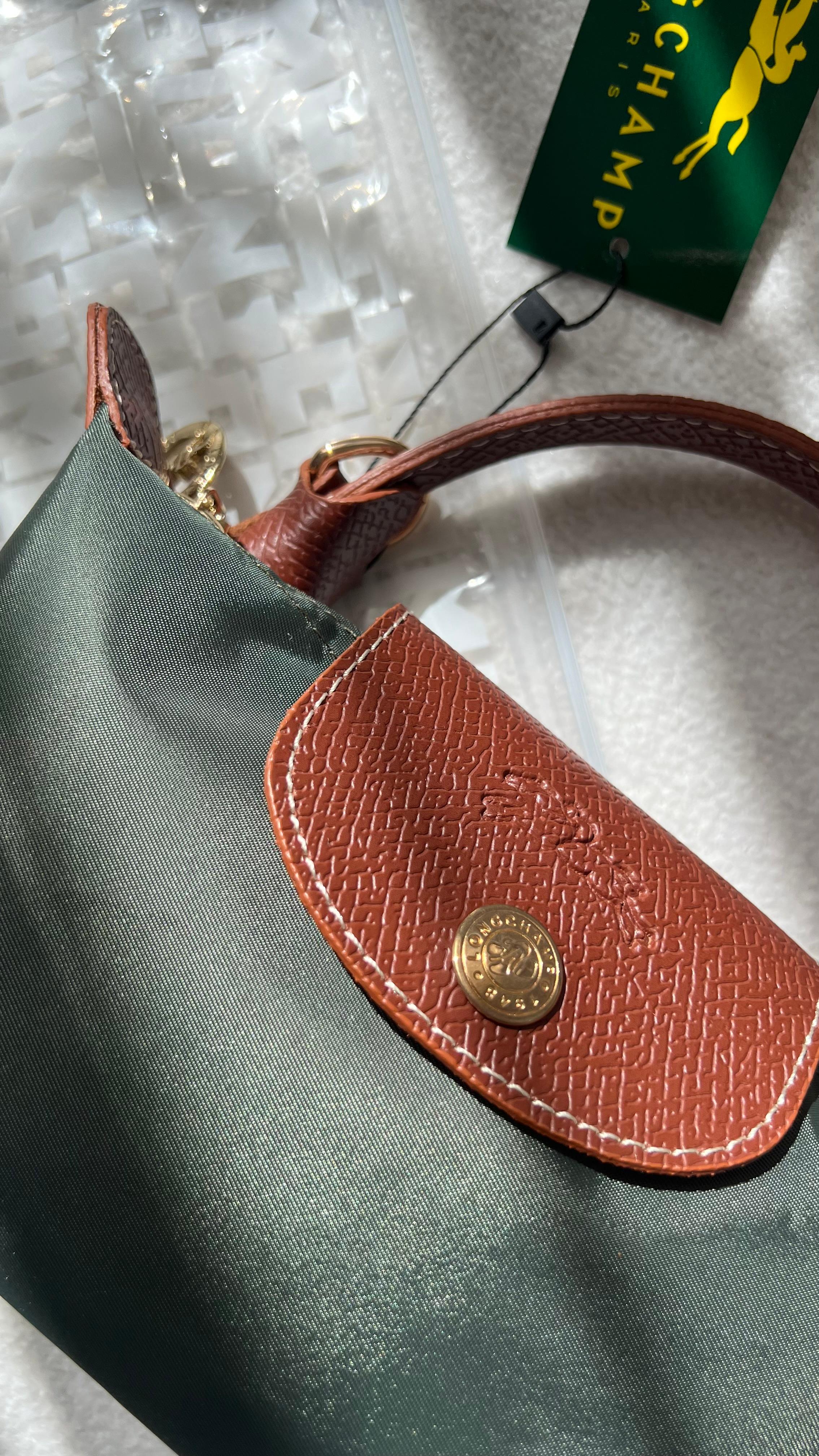  Longchamp Mini Pliage - Yeşil&Taba