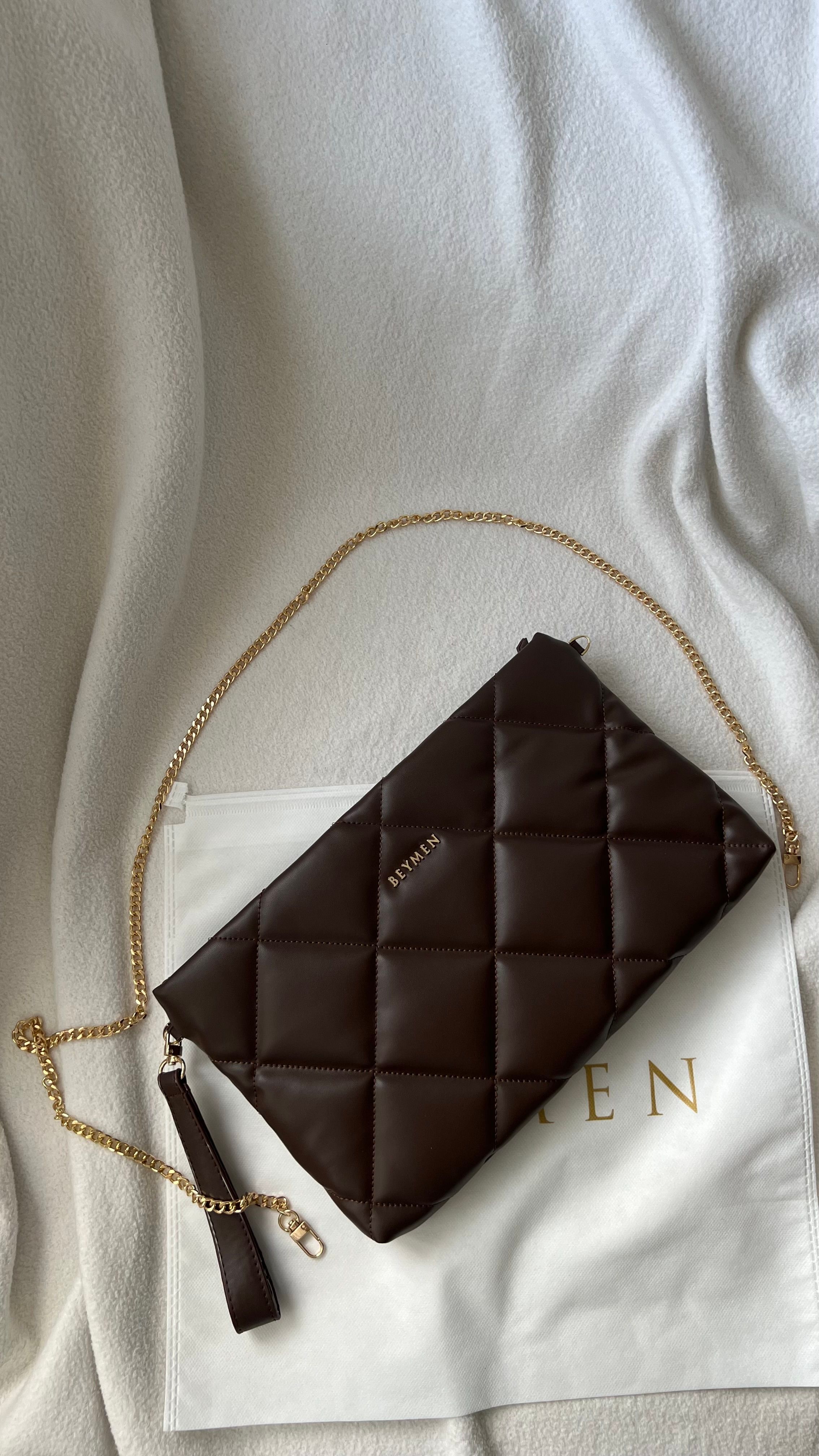 BEYMEN Clutch&Omuz Çantası-Kahverengi