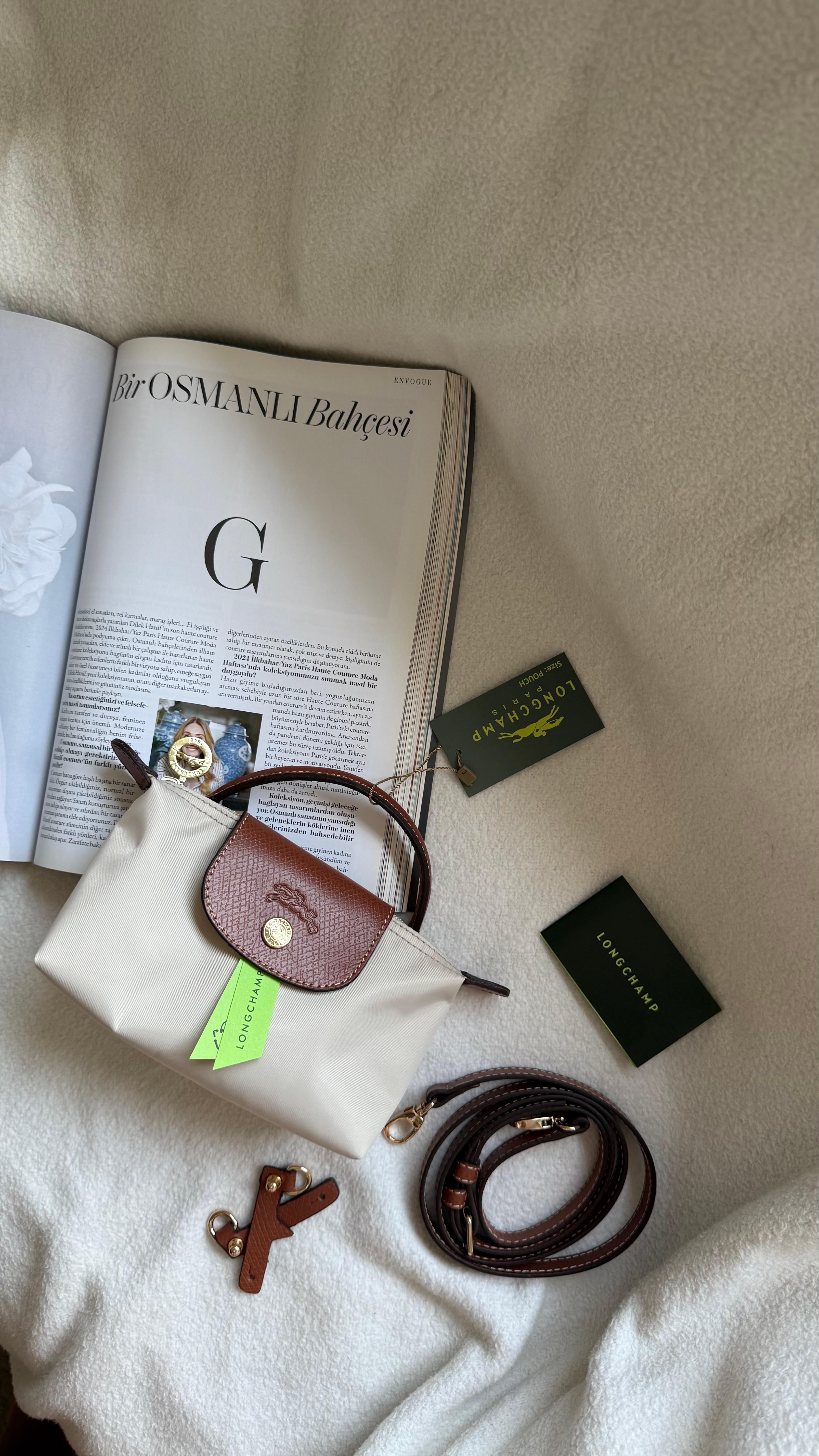 (İTHAL)Longchamp Le Pliage ORJ. Pouch - KREM