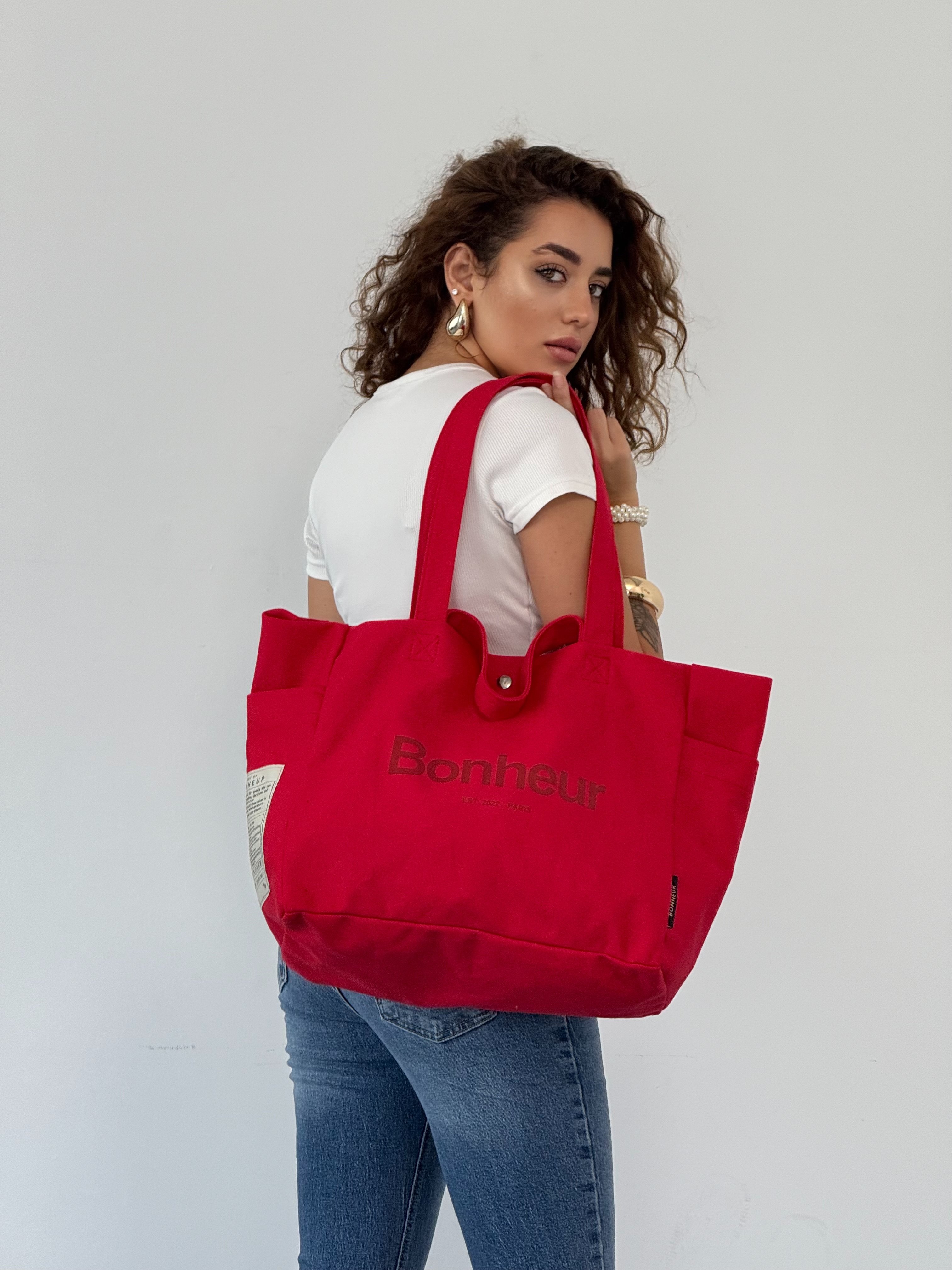 BONHEUR - N°4 Kanvas Çanta -Raspberry Red
