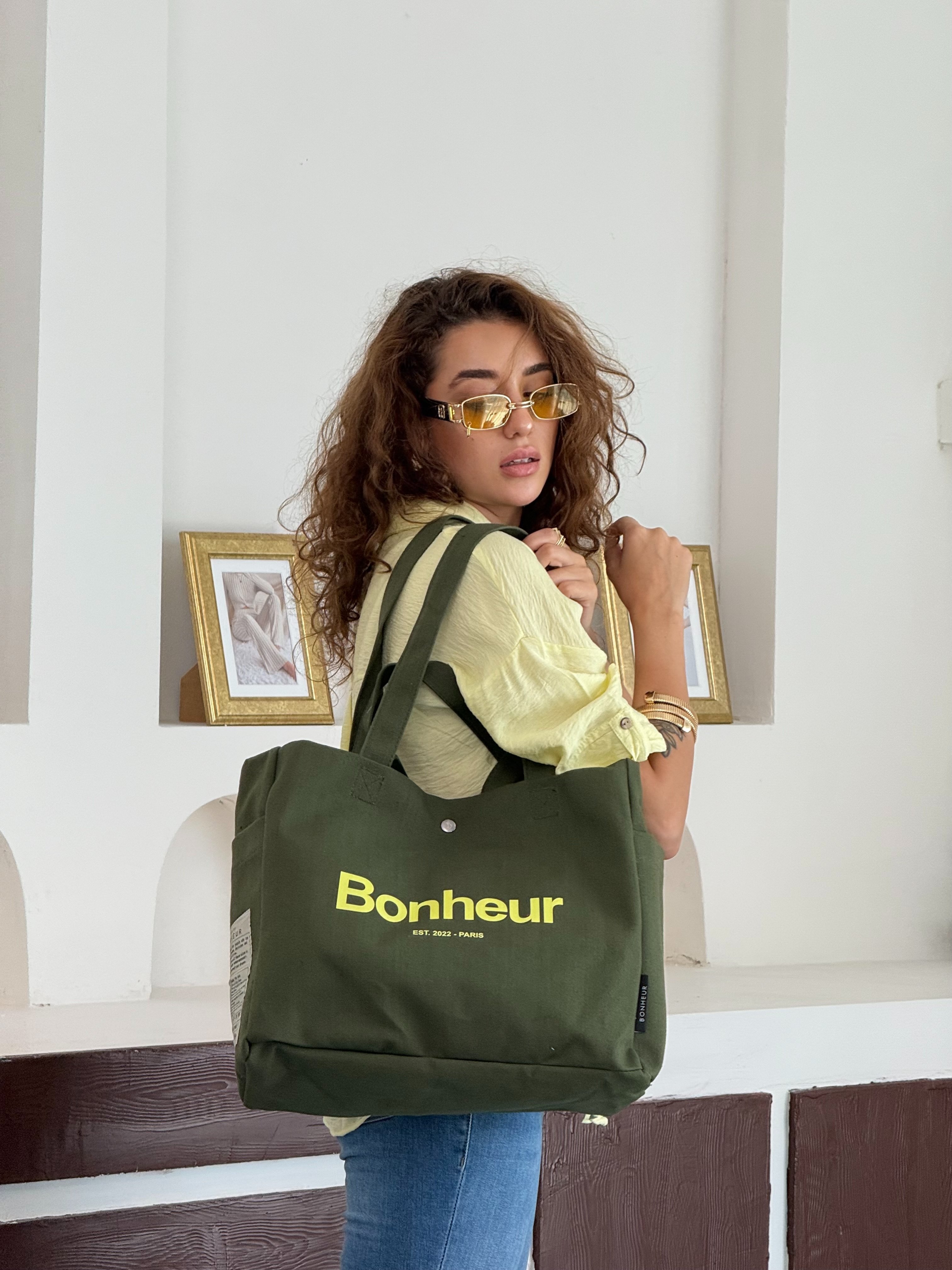 BONHEUR - N°4 Kanvas Çanta- Green Splash