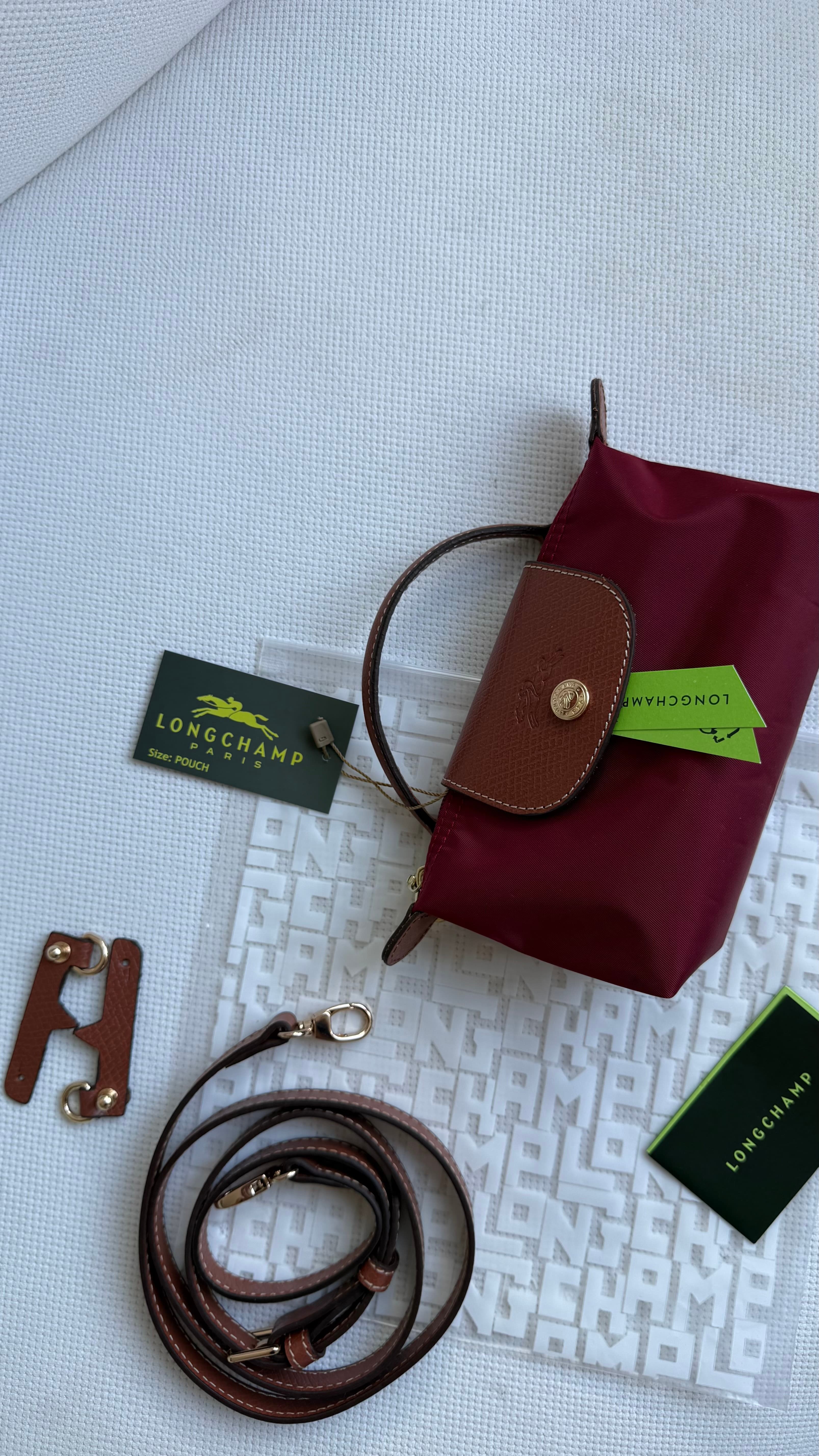 (İTHAL)Longchamp Le Pliage ORJ. Pouch - BORDO