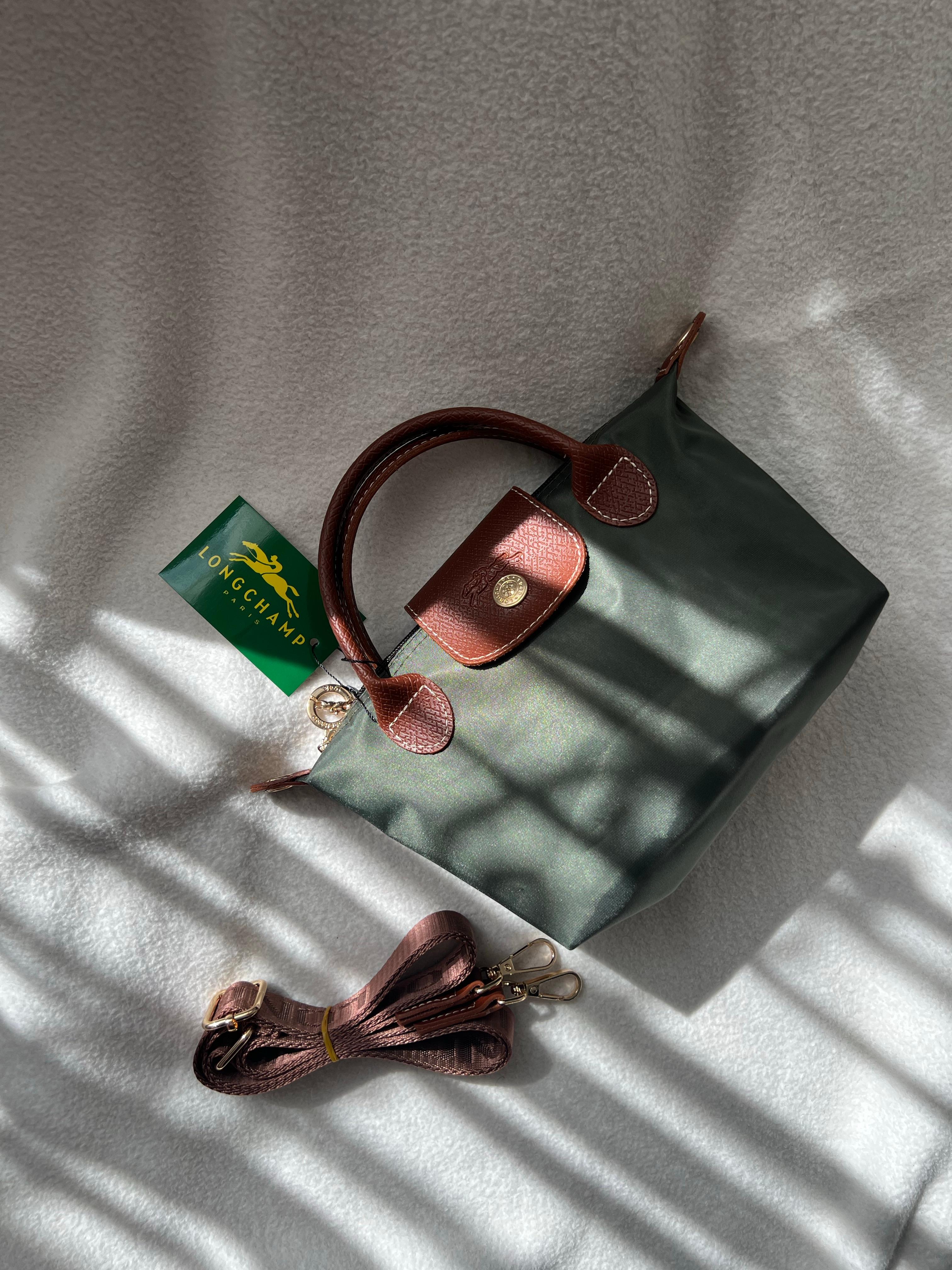 Longchamp La Pliage Yeşil&Taba -Xsmall