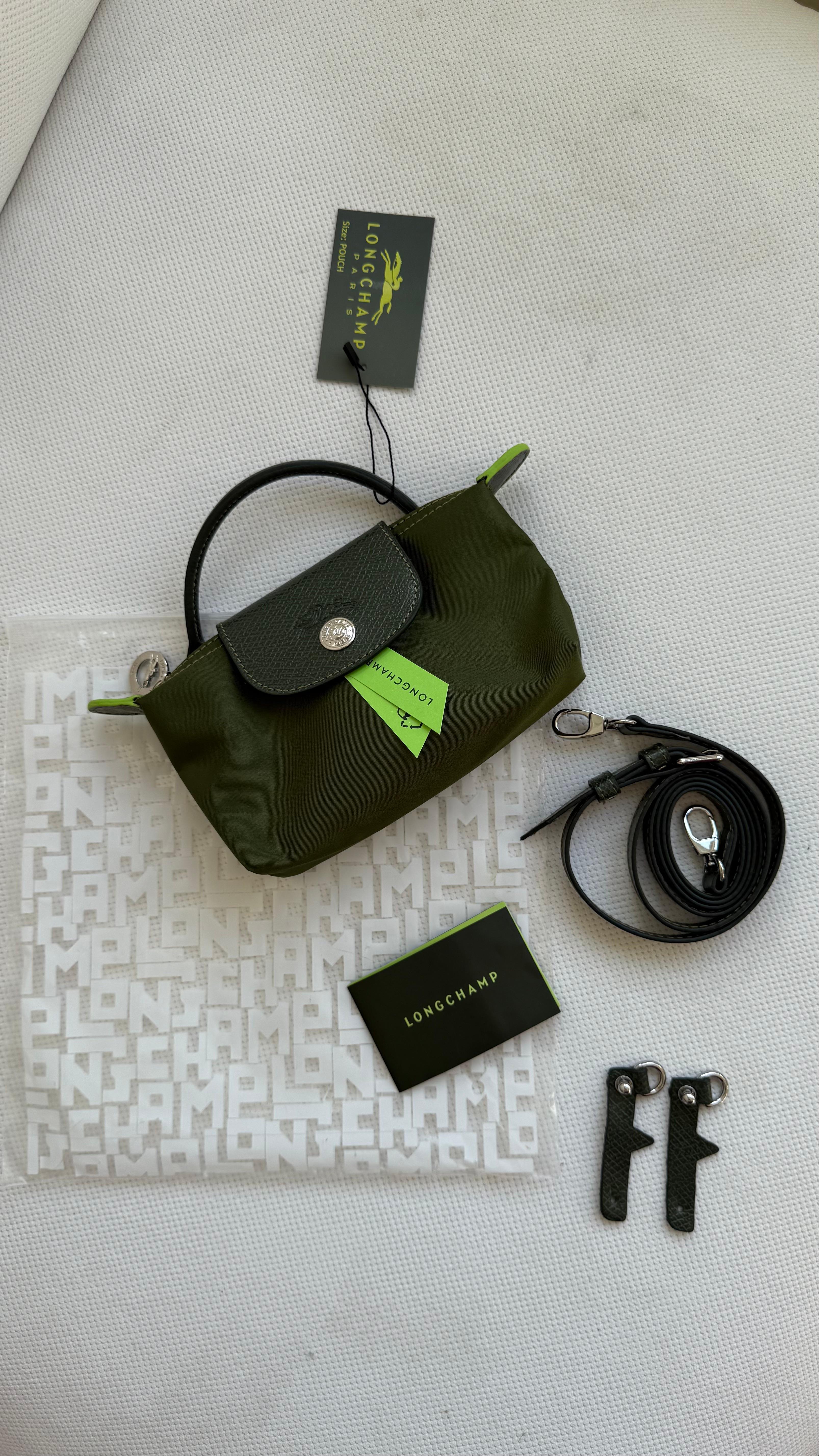 (İTHAL)Longchamp Le Pliage ORJ. Pouch - YEŞİL