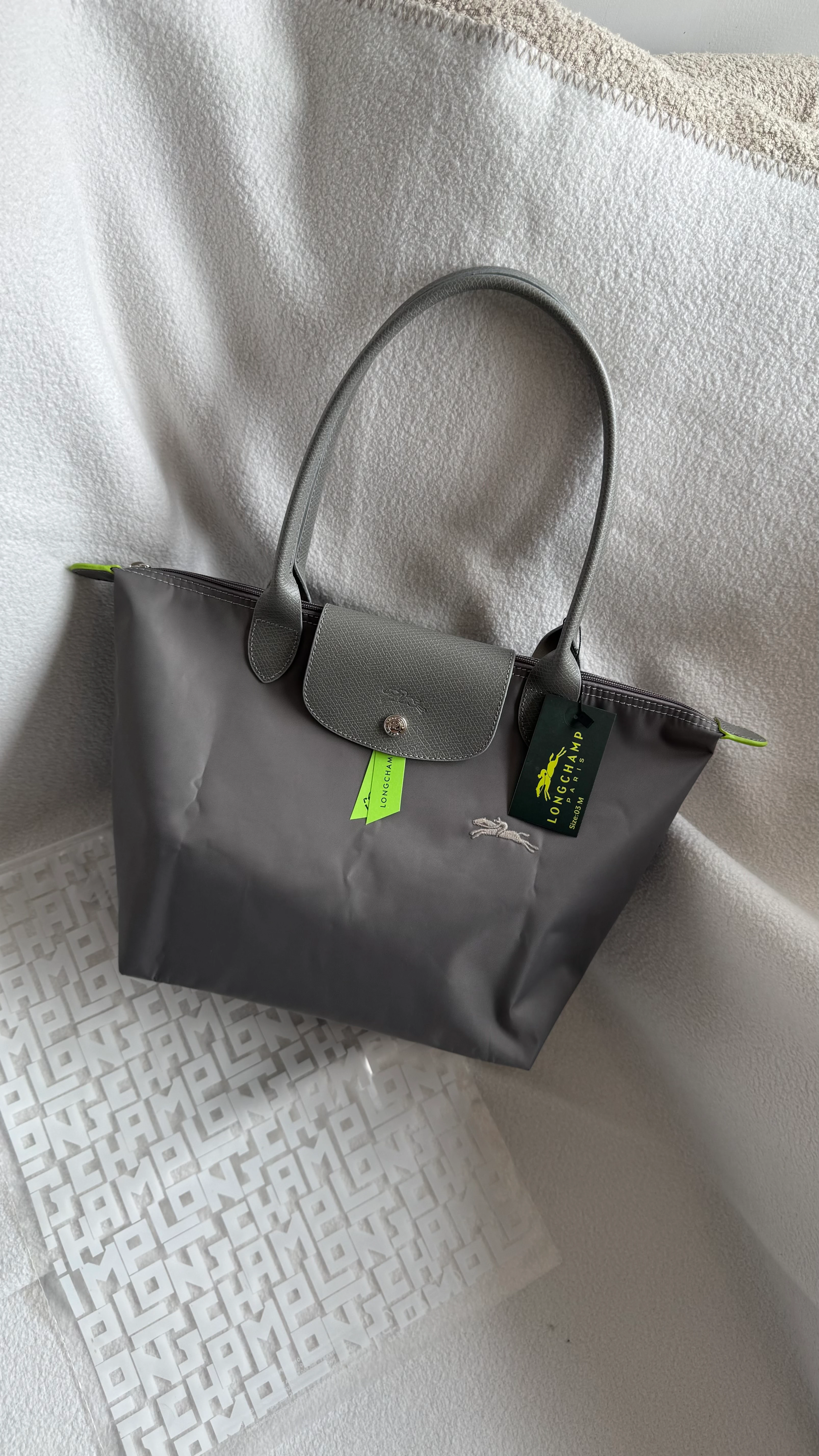 (İTHAL) Le Pliage GREEN Tote-NAKIŞLI - GRİ