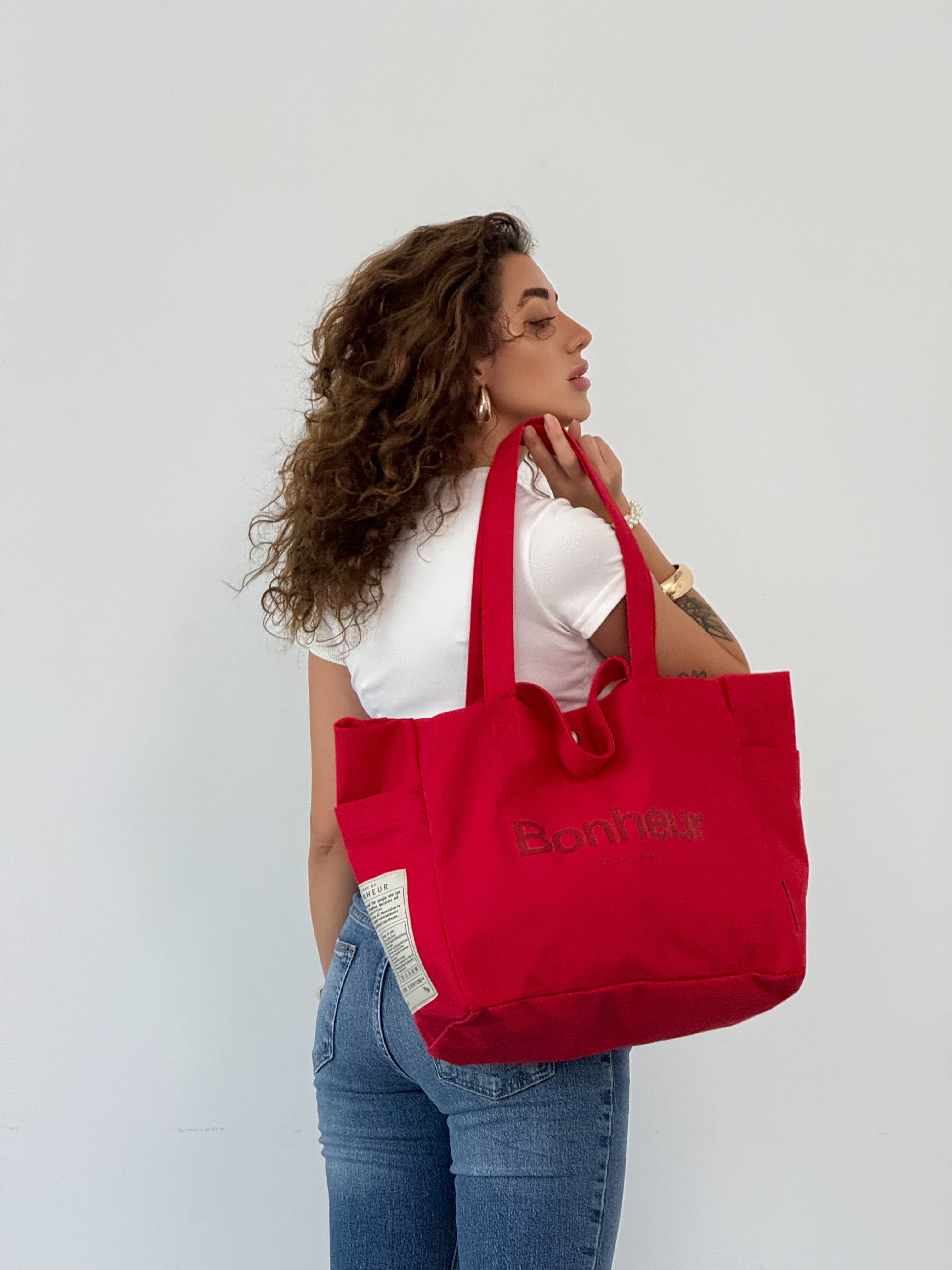 BONHEUR - N°4 Kanvas Çanta -Raspberry Red