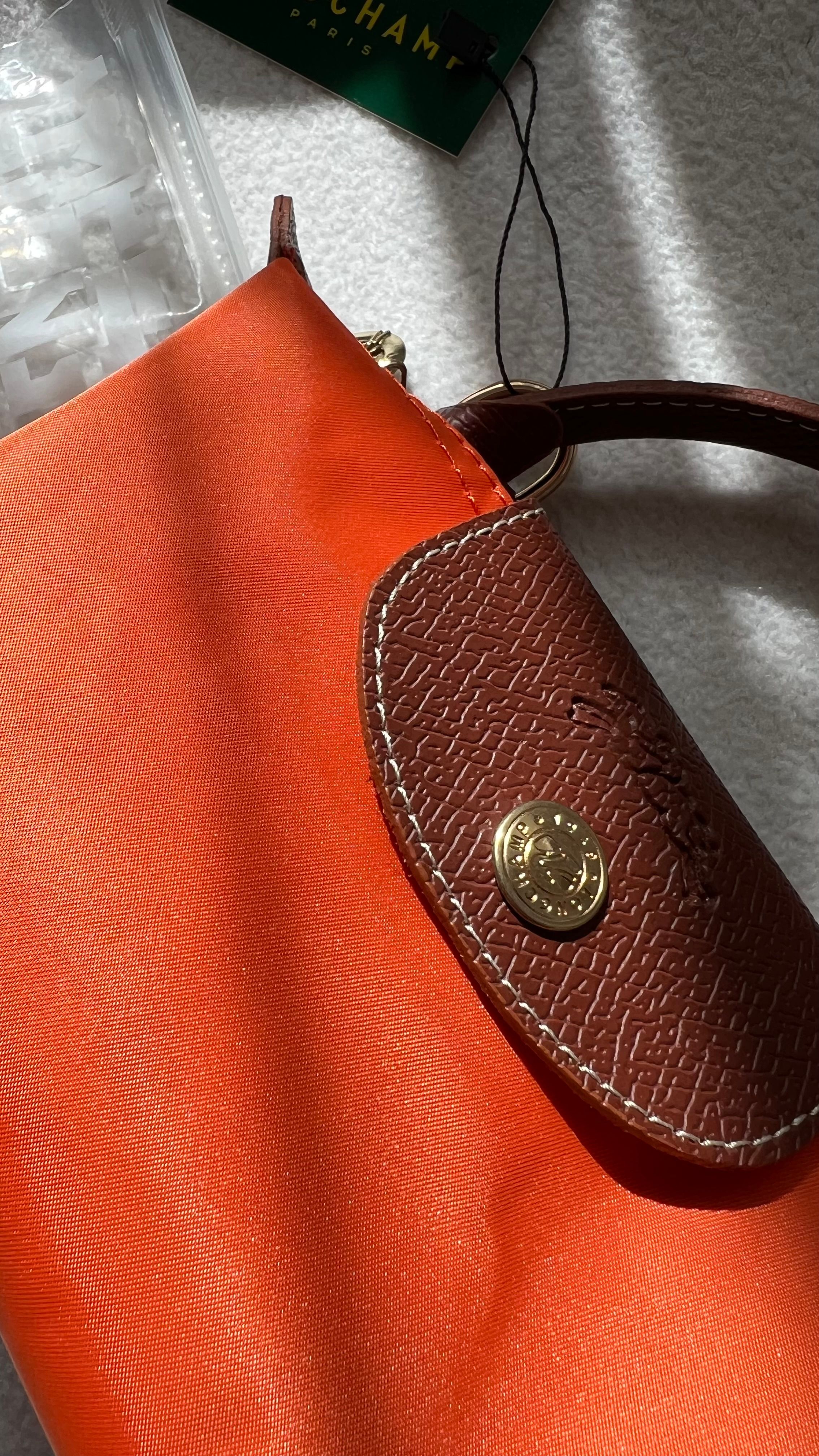  Longchamp Mini Pliage - Turuncu&Taba
