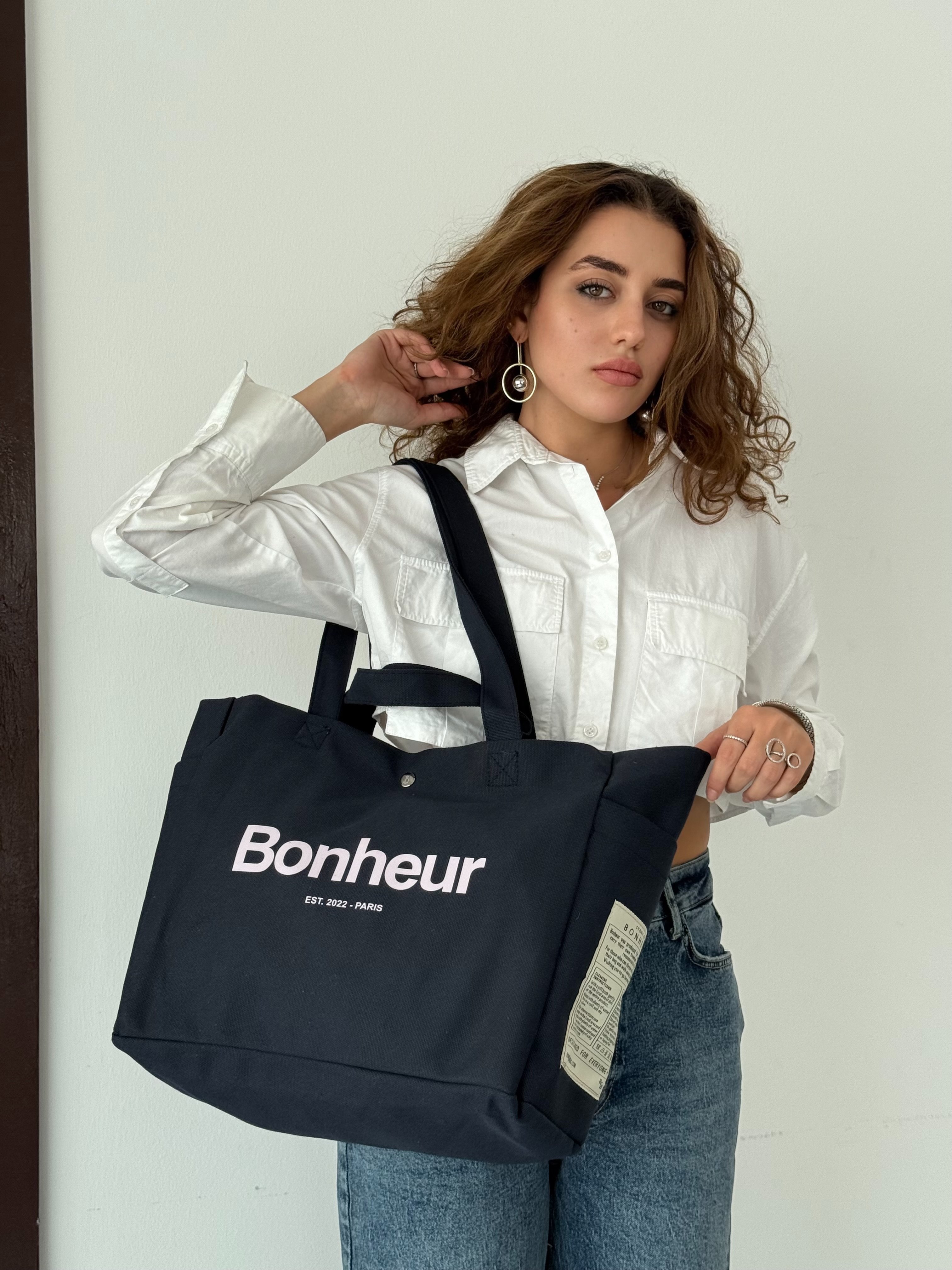 BONHEUR - N°4 Kanvas Çanta- Dark Jean