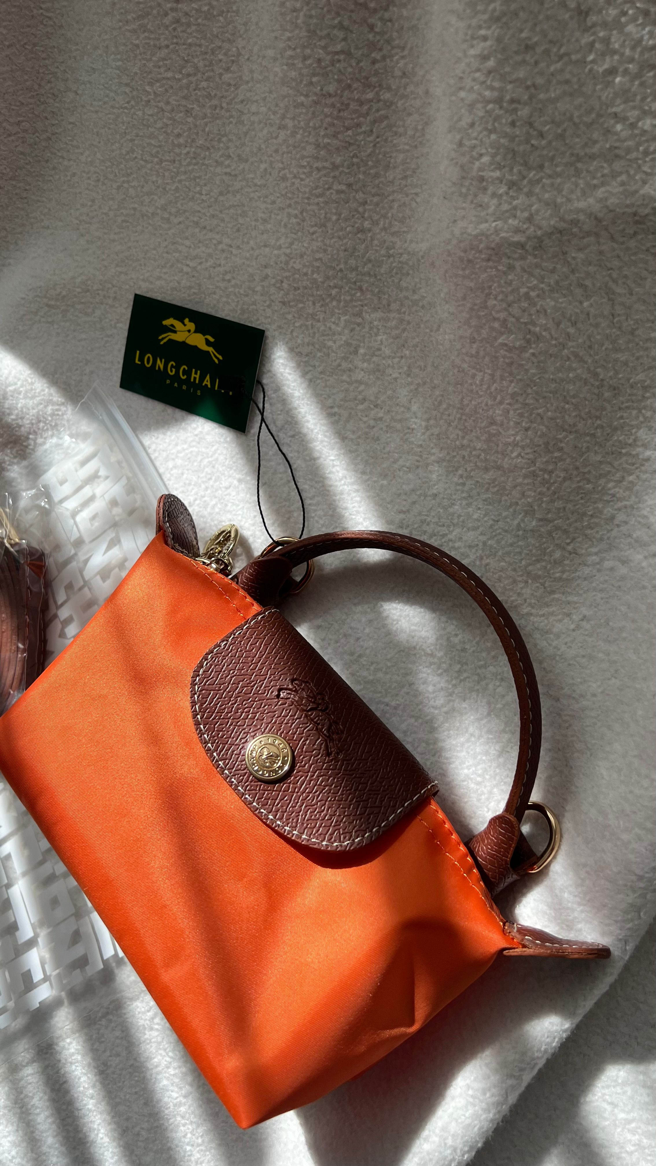  Longchamp Mini Pliage - Turuncu&Taba