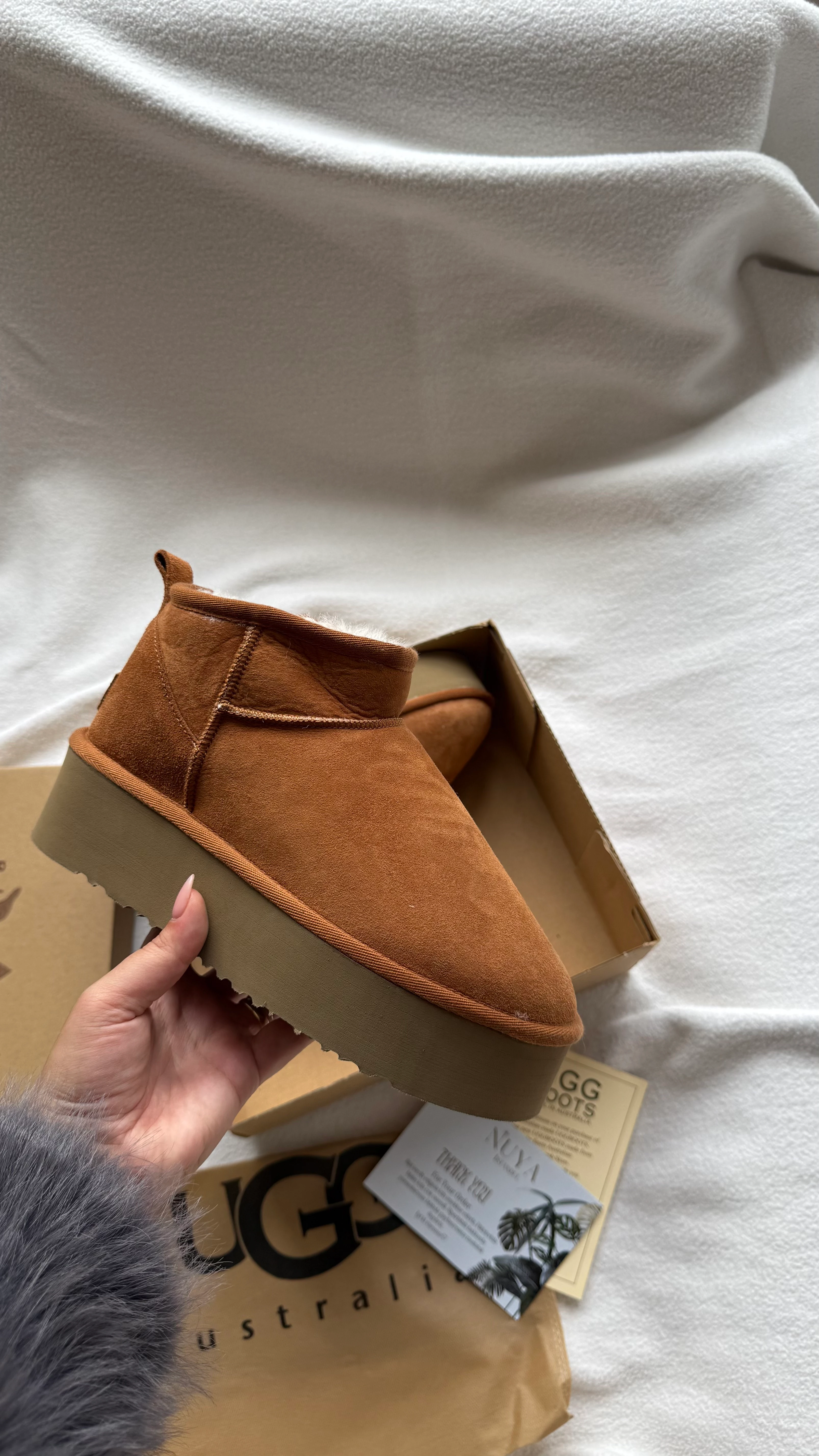 UGG MİNİ PLATFORM TABA-(GERÇEK KÜRK-GERÇEK DERİ)-DAR KALIP