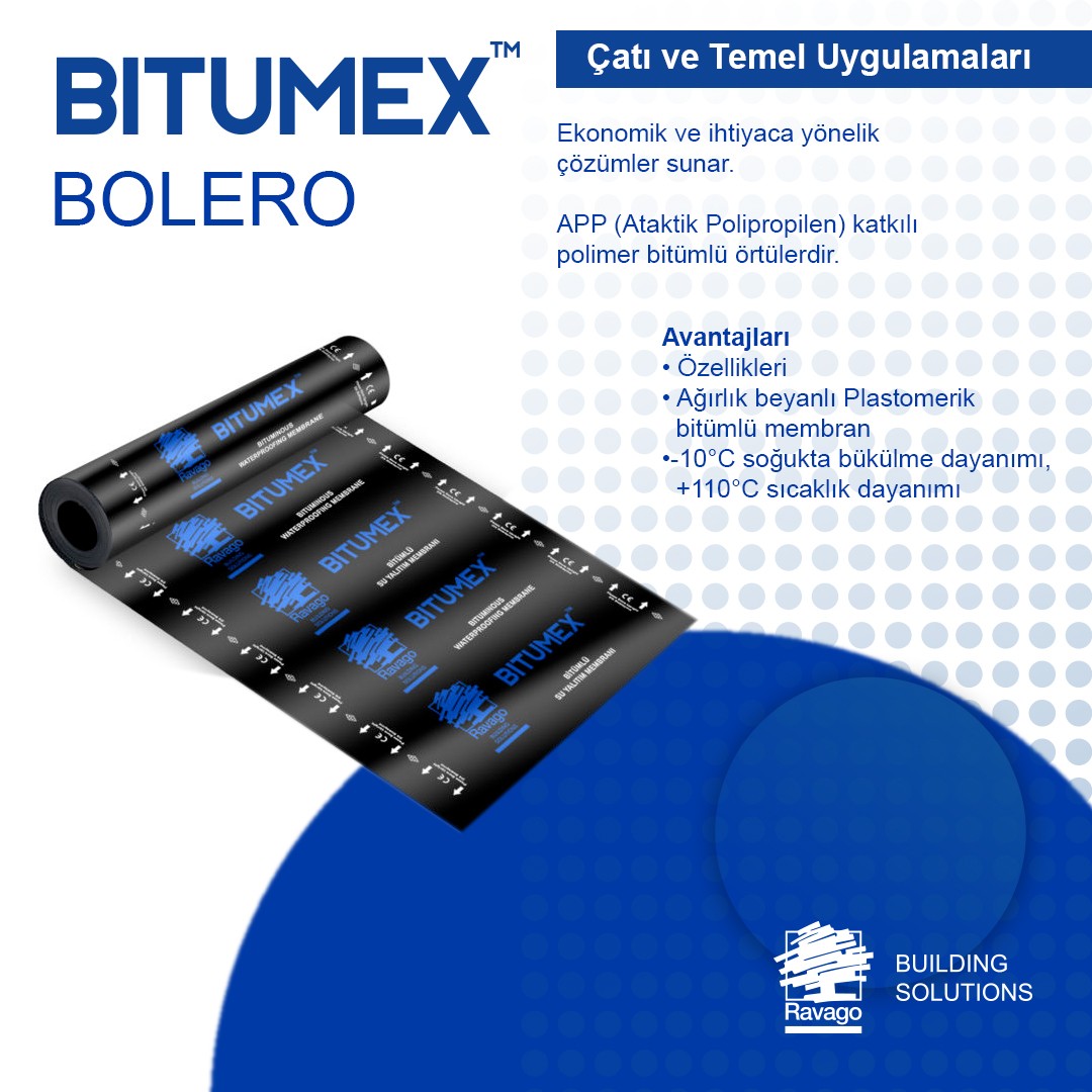 Bitumex Bolero BP3 Membran Çatı Örtüsü 3mm (28kg)