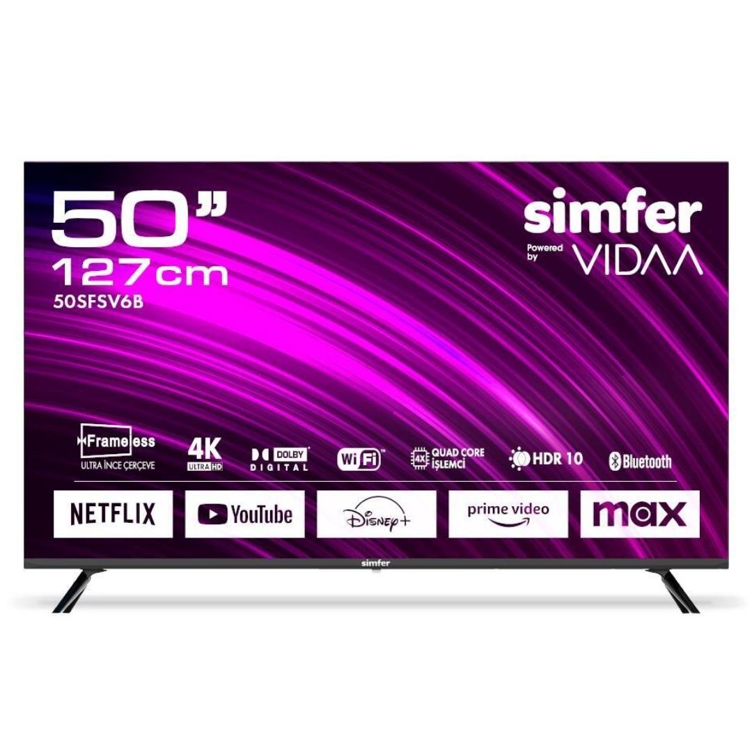 Simfer 50SFSV6B  50" 127 Ekran 4K Ultra HD Uydu Alıcılı VIDAA Smart Led Televizyon