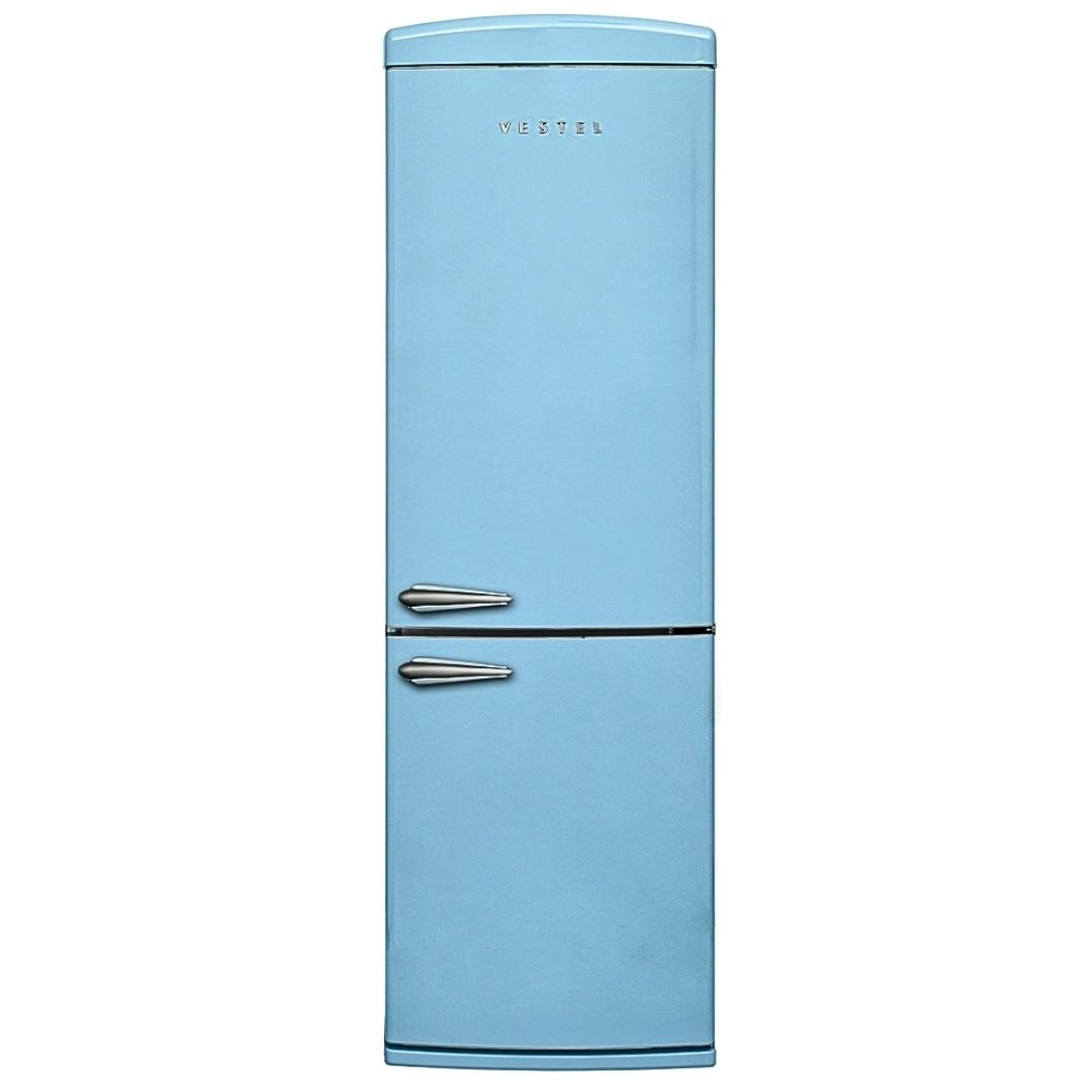 Vestel Retro NFK37201 Düş Mavisi Kombi No-Frost Buzdolabı