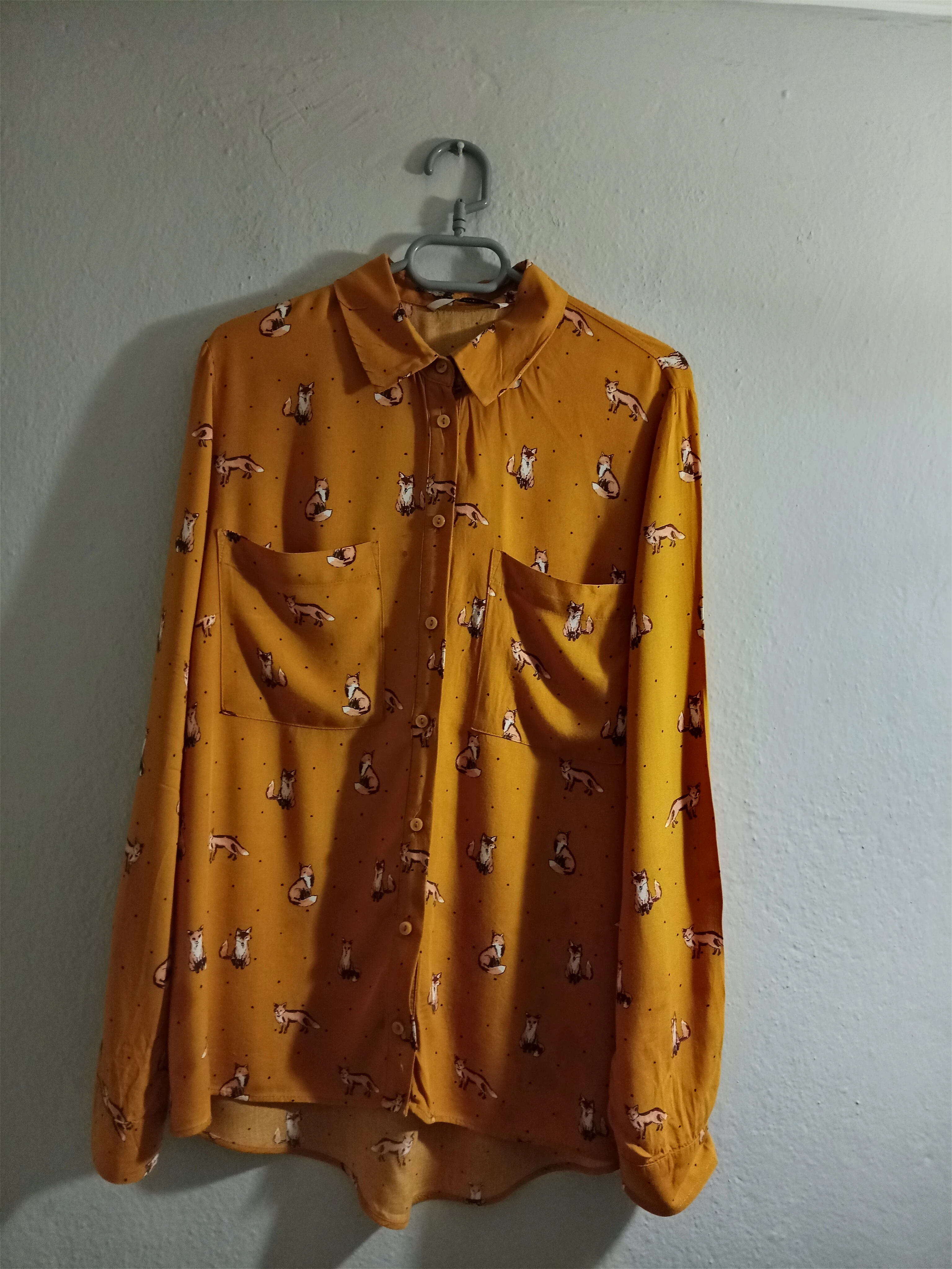 baskılı mevsimlik uzun kollu bayan gömlek 