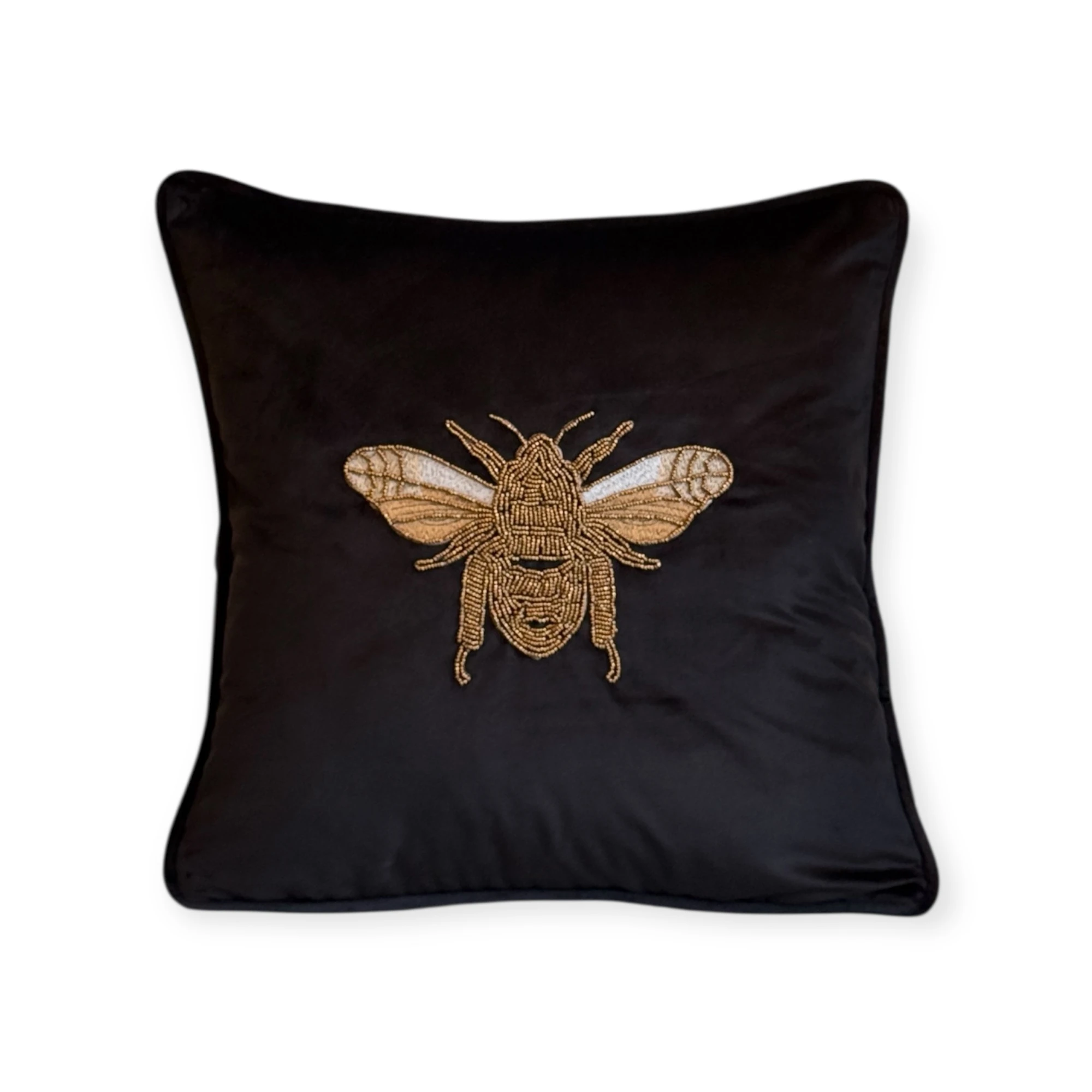 Glam Embroidery Collection Arı Boncuklu Kırlent Kılıfı