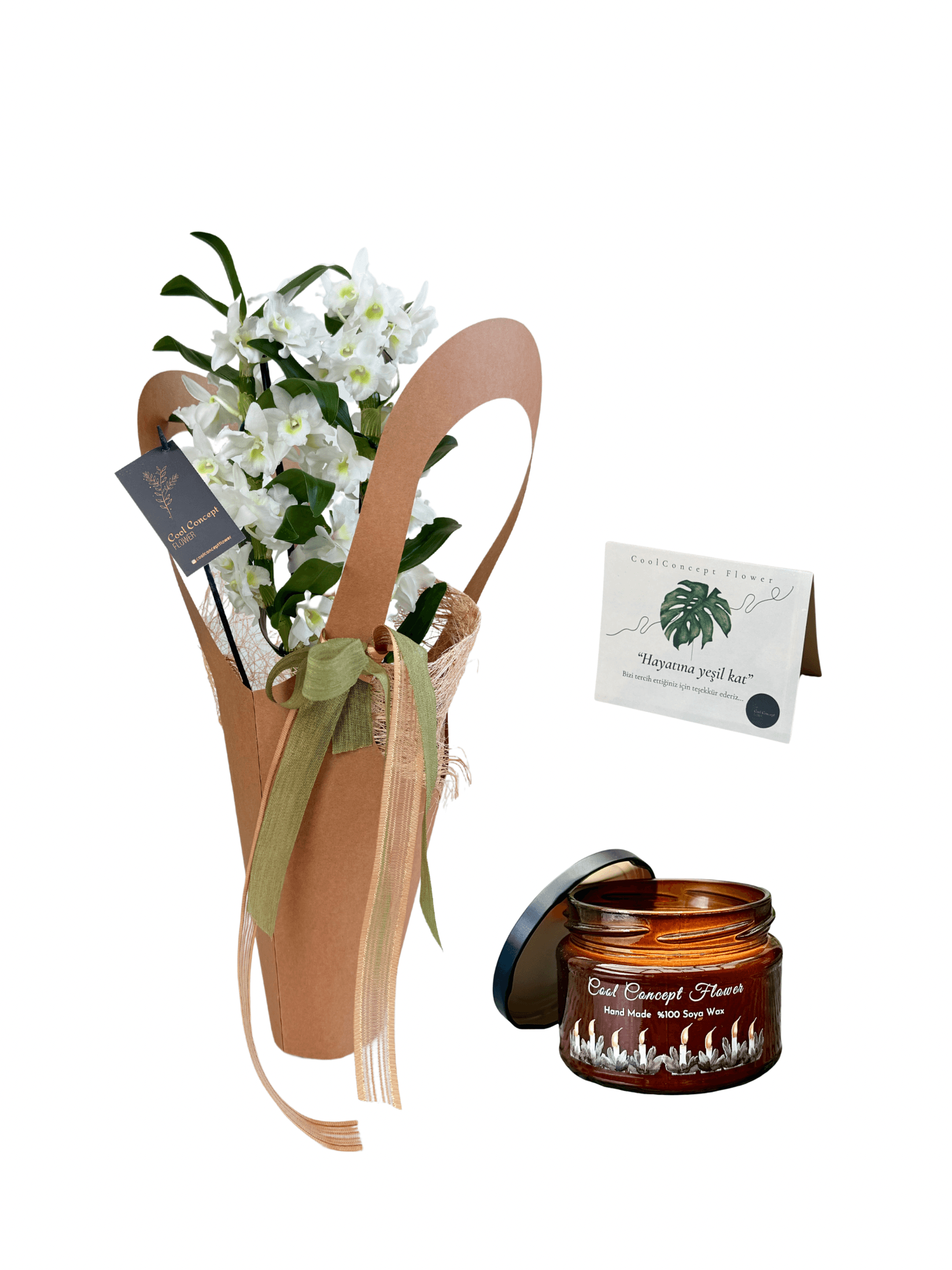 Bambu Orkide & Mum Hediyelik Concept Set (Bambu orkide-çiçek mum)