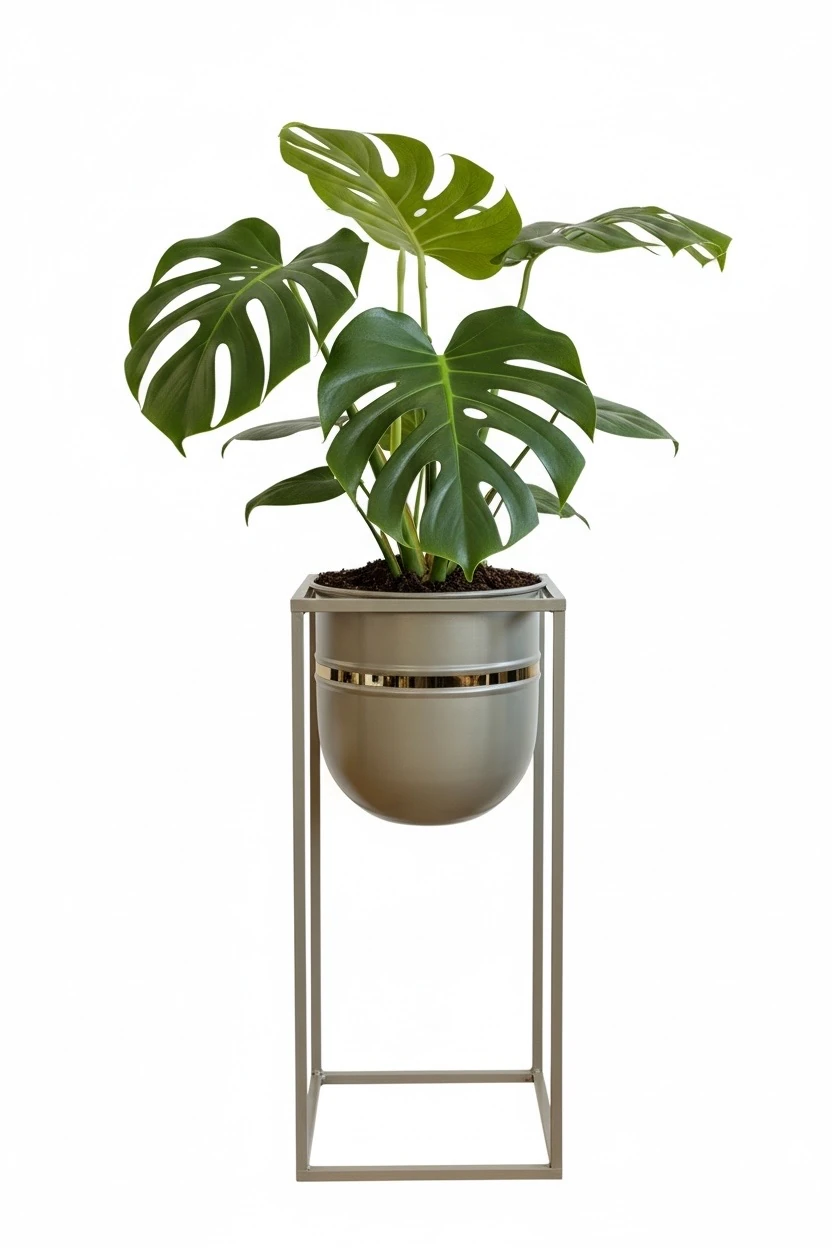 Royal Bej Ayaklı Metal Saksı