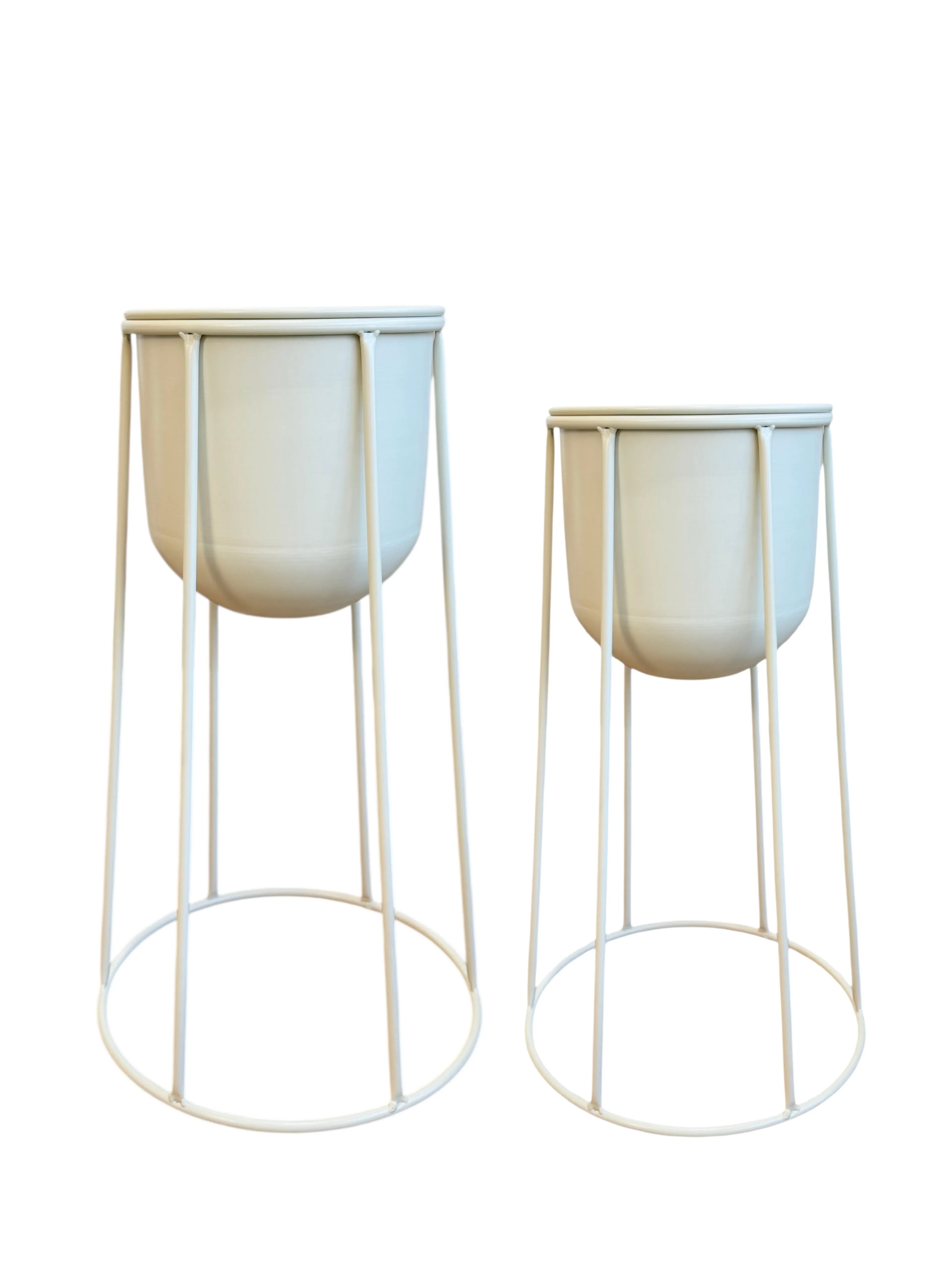 Luna Krem Ayaklı Metal Saksı