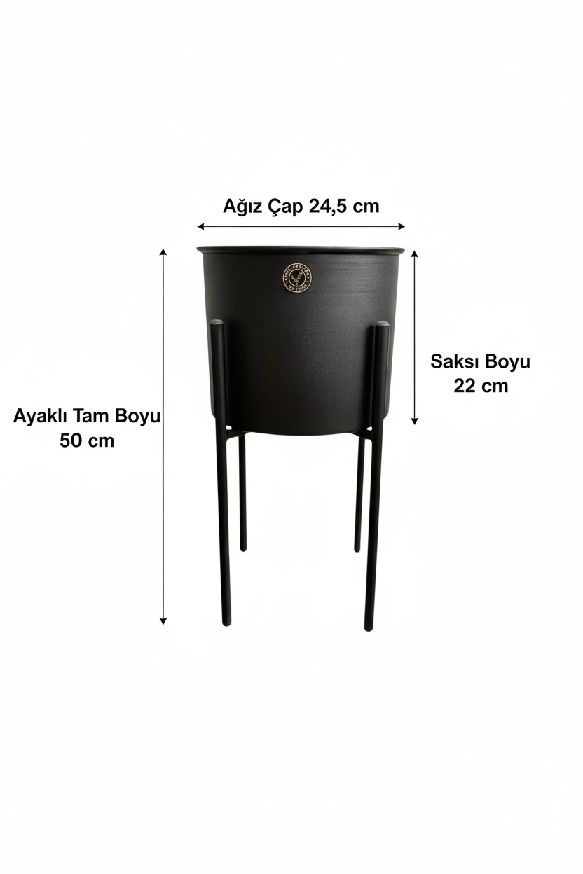 Siena Siyah Ayaklı Metal Saksı