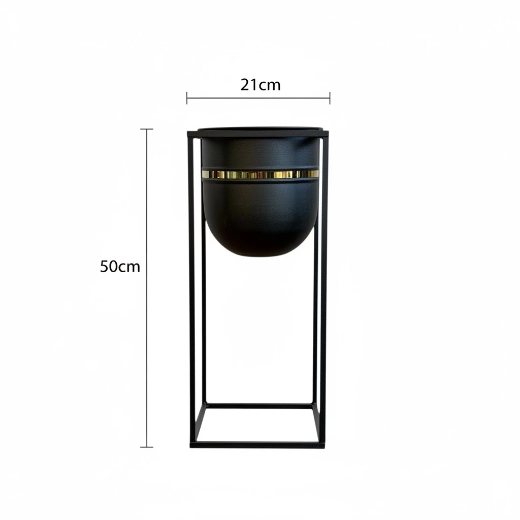Royal Siyah Metal Ayaklı Saksı