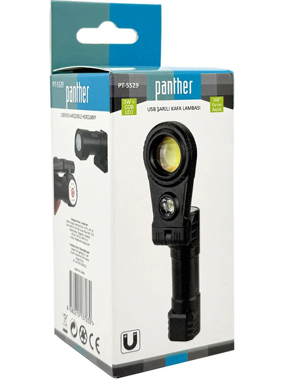 PANTHER PT-5529 USB ŞARJLI KAFA LAMBASI