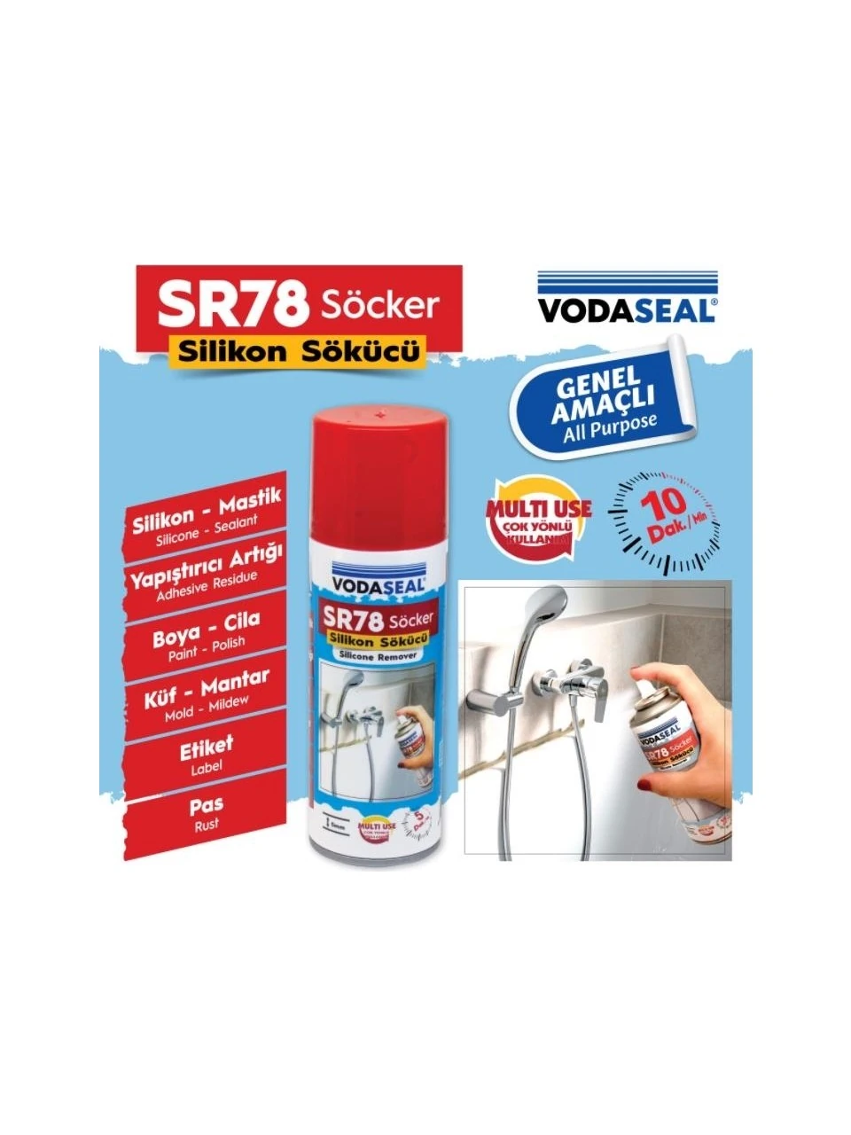 Vodaseal Çok Amaçlı Silikon Etiket Mastik Yapışkan Küf Pas Boya Sökücü SR78