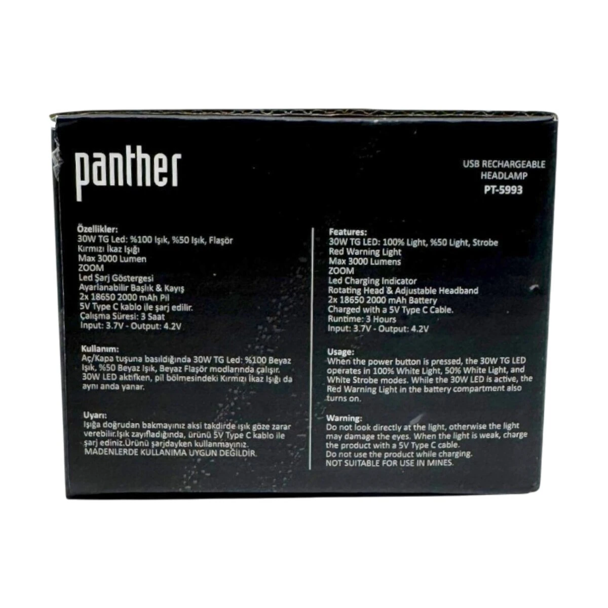 PANTHER PT-5993 USB ŞARJLI KAFA LAMBASI