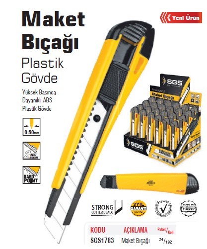 SGS 1783 Plastik Dar Gövde Maket Bıçağı