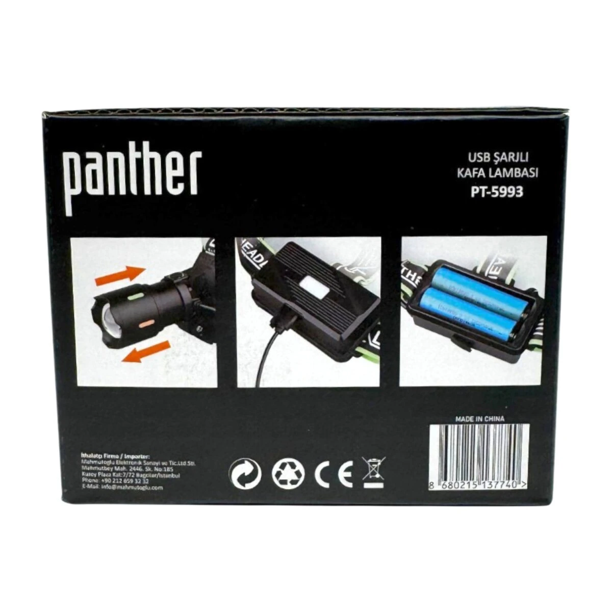 PANTHER PT-5993 USB ŞARJLI KAFA LAMBASI