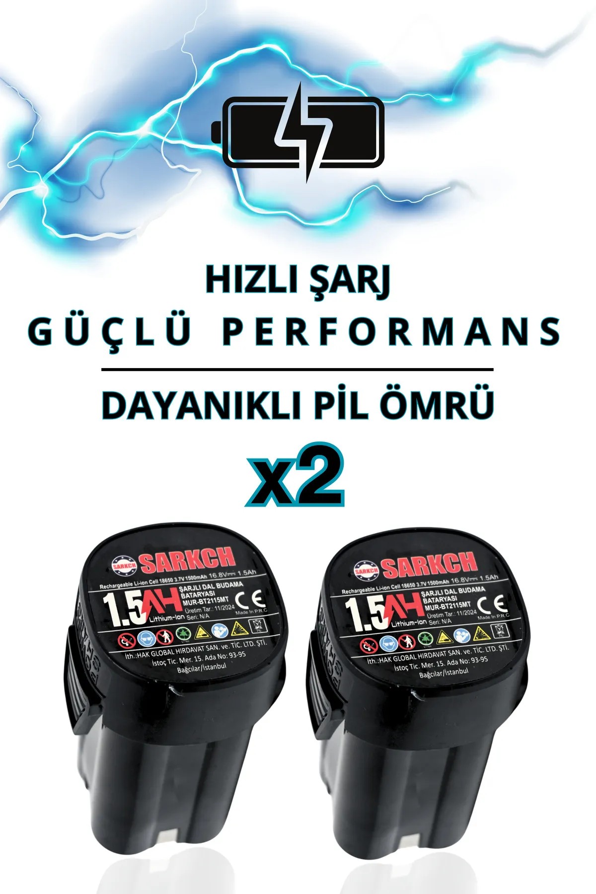Mur-Cell Sarkch 9907 Şarjlı Dal Budama Makası 30mm Kesme Çapı Yedek Bıçaklı